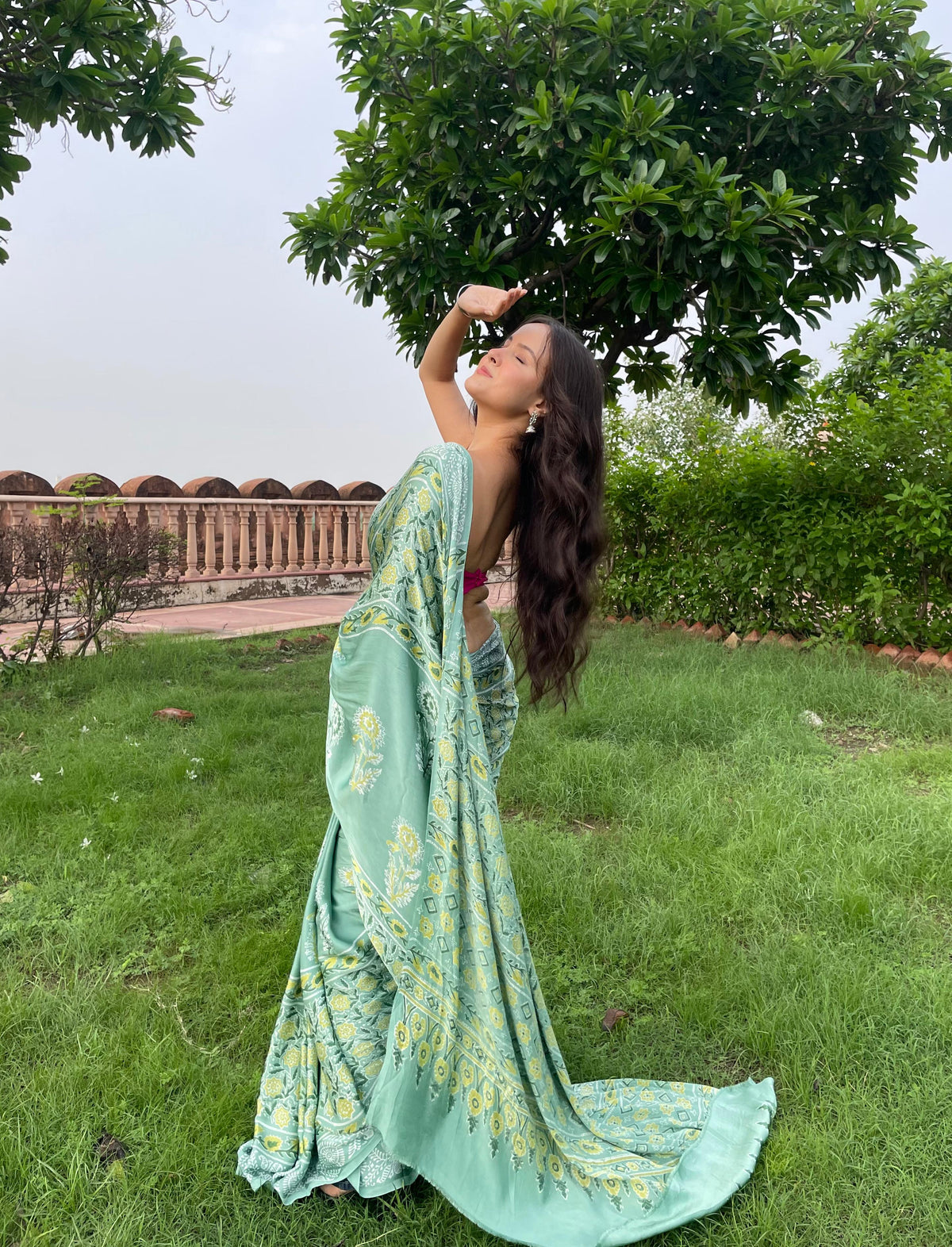 Hand Block Stime Printed Modal Silk Saree