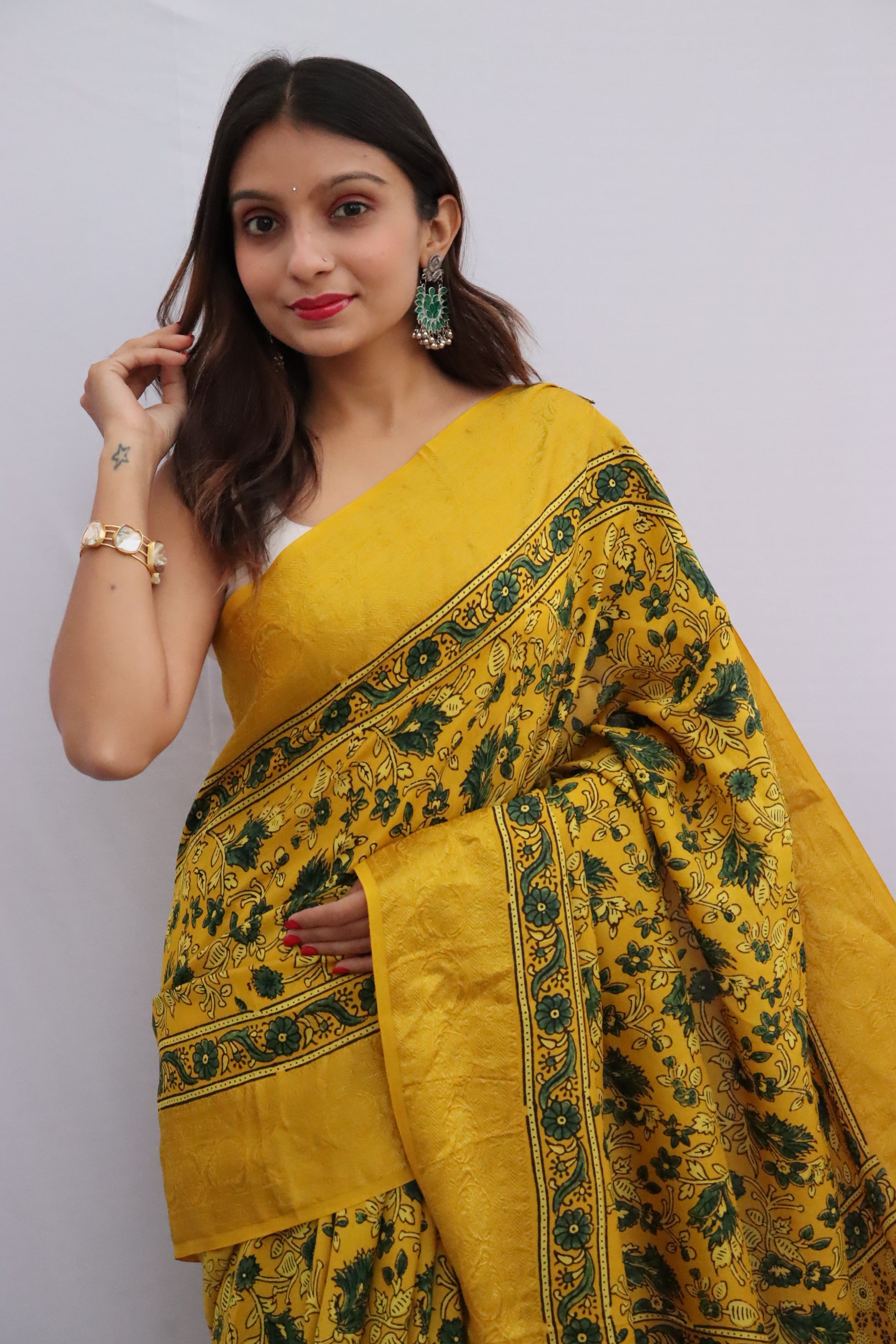 Ajrakh Dola Silk Saree
