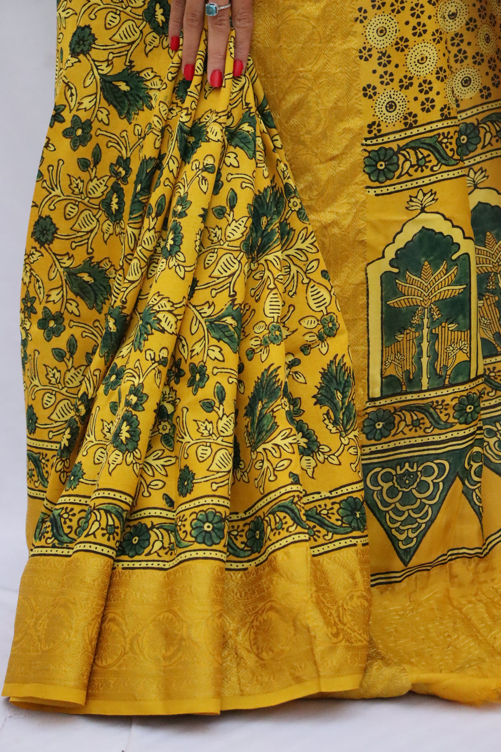 Ajrakh Dola Silk Saree