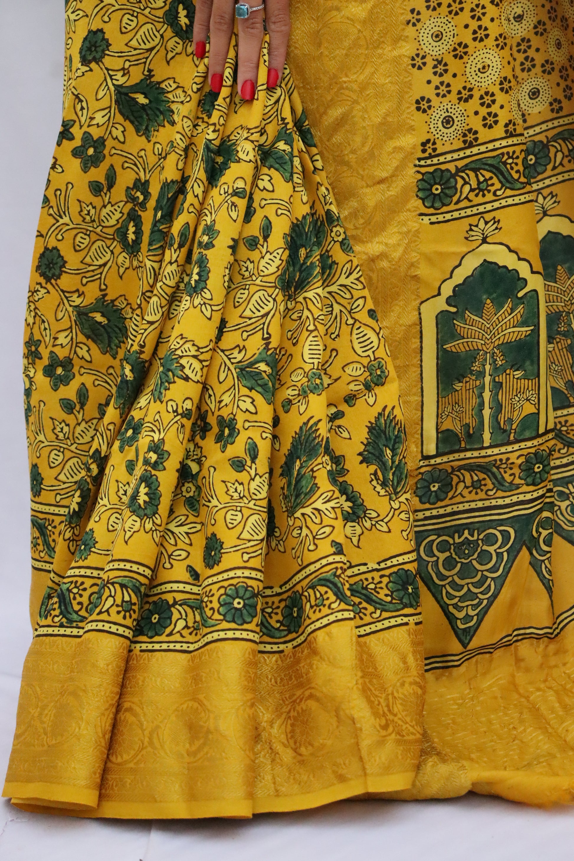 Ajrakh Dola Silk Saree