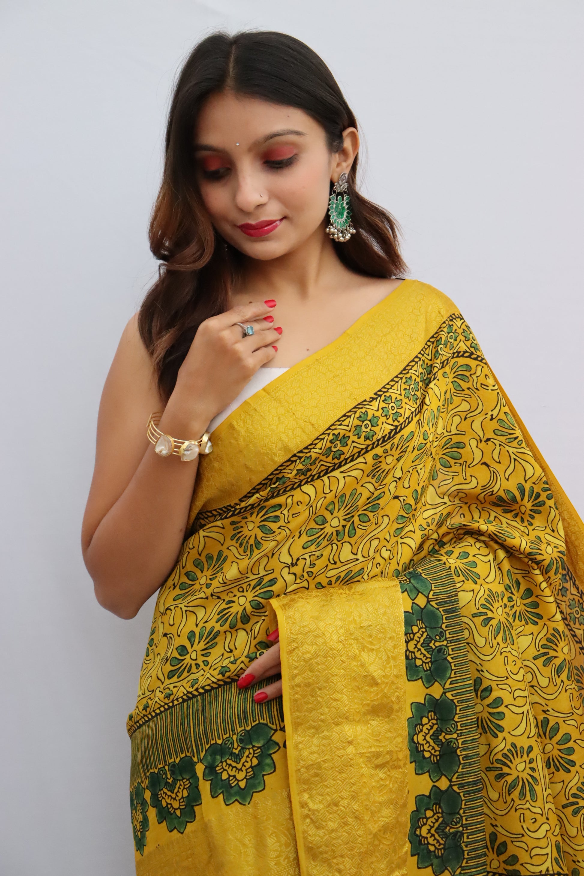 Ajrakh Dola Silk Saree