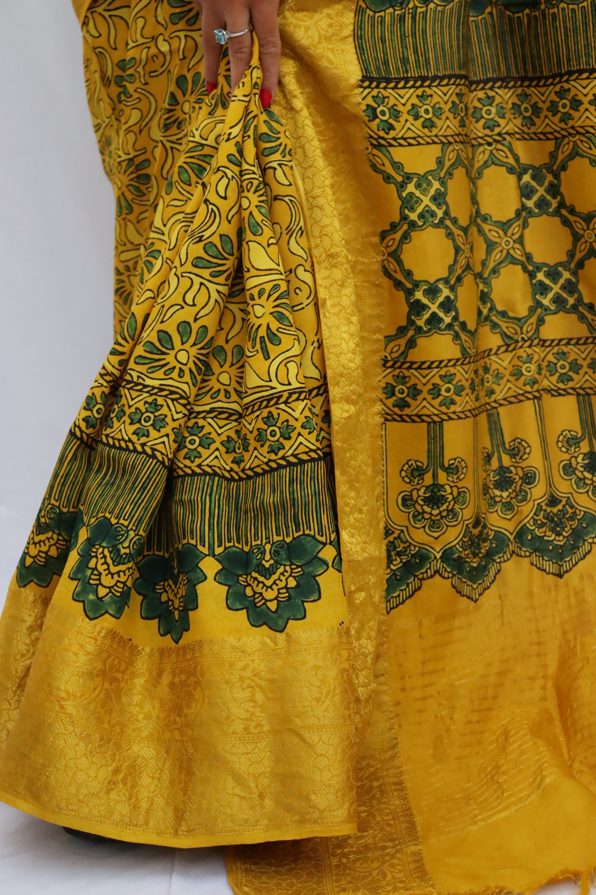 Ajrakh Dola Silk Saree