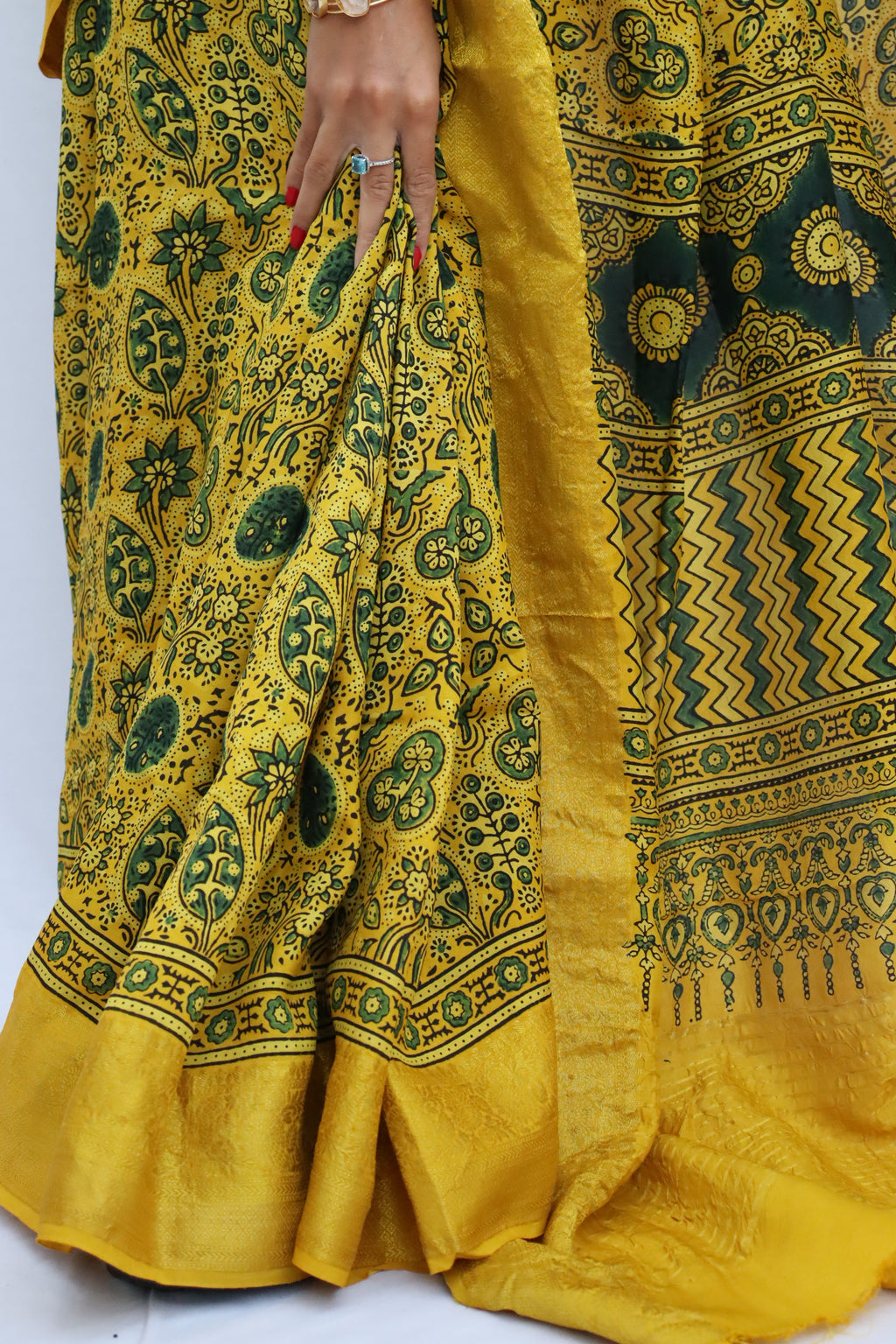 Ajrakh Dola Silk Saree