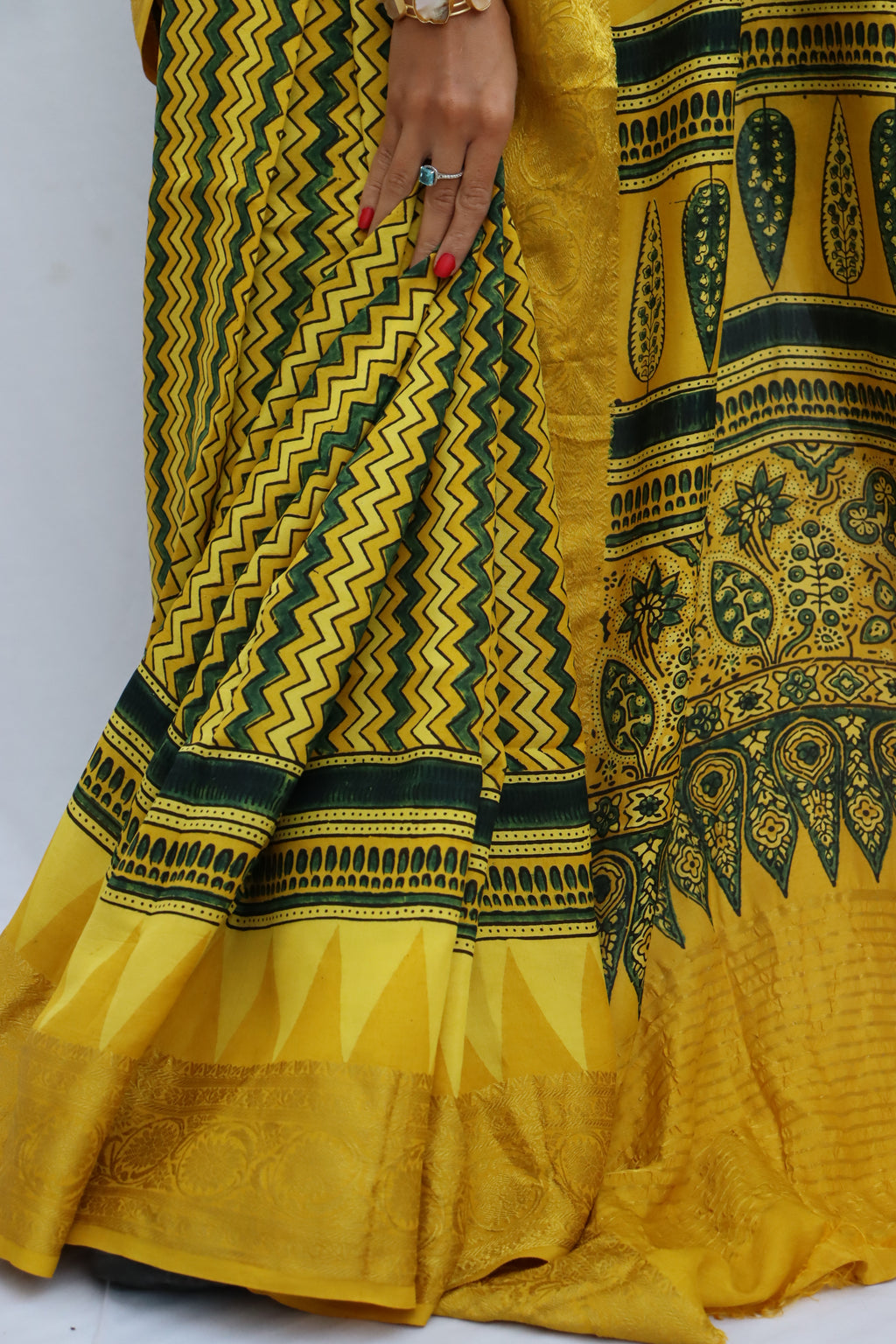 Ajrakh Dola Silk Saree