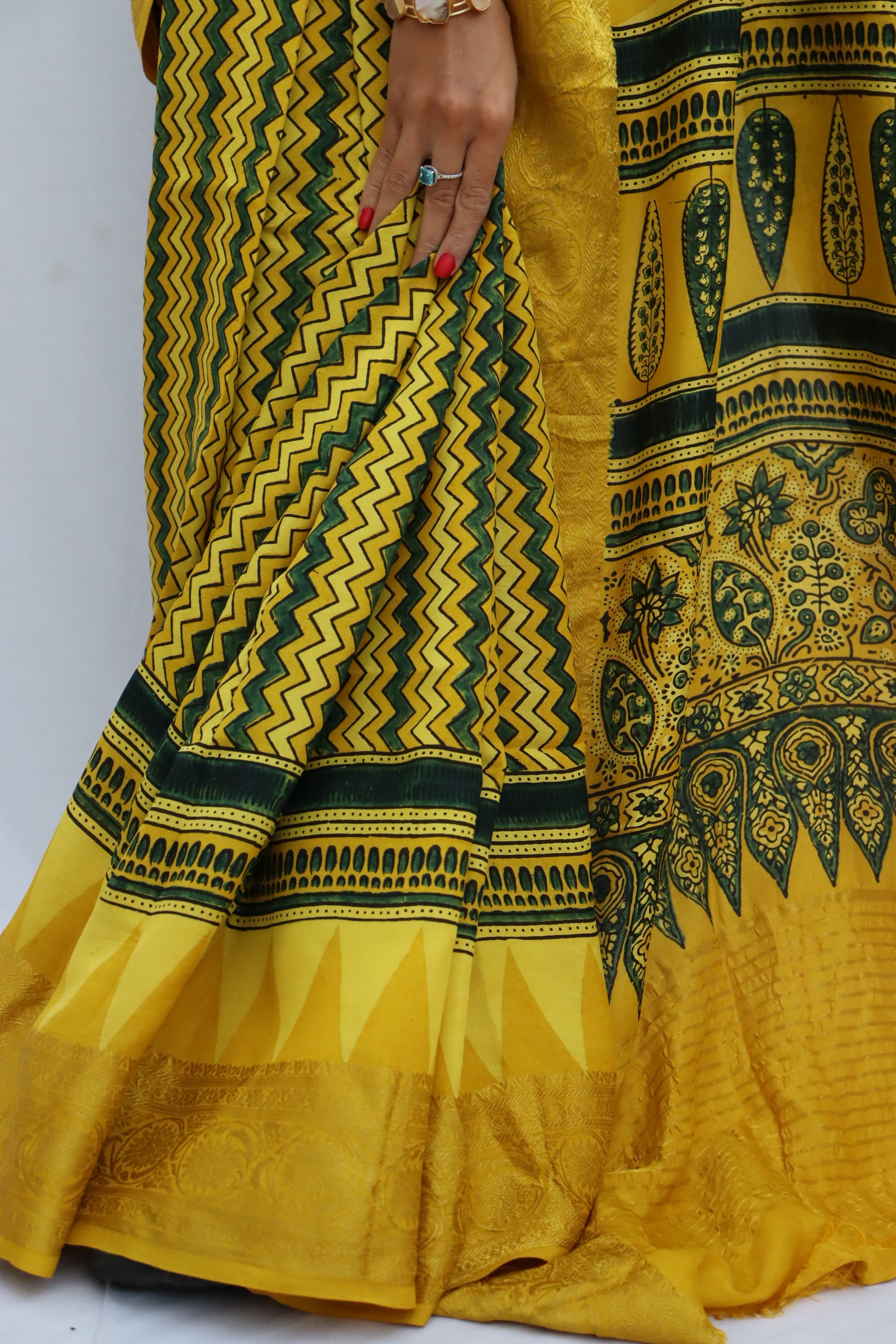 Ajrakh Dola Silk Saree