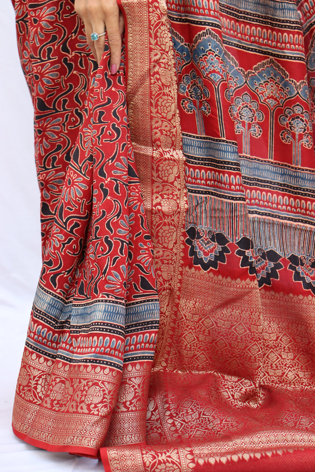 Ajrakh Rich Dola Silk Saree