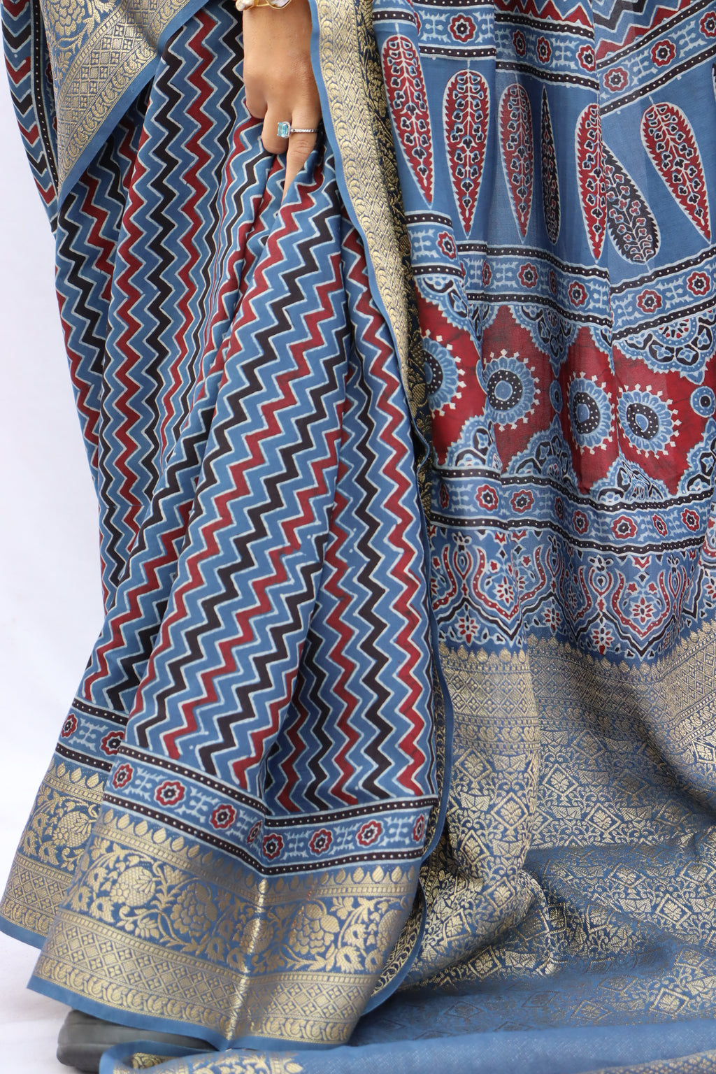 Ajrakh Rich Dola Silk Saree