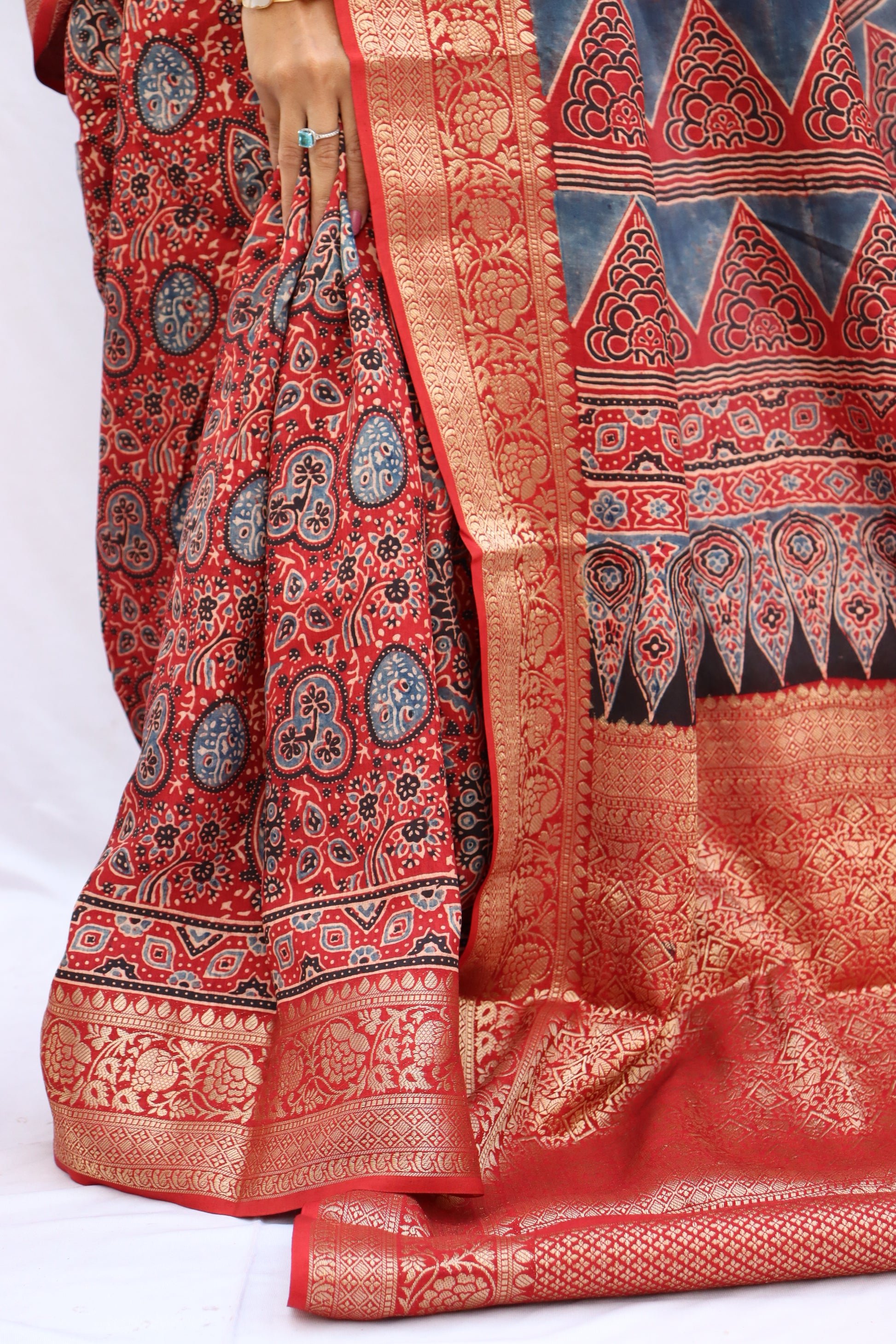 Ajrakh Rich Dola Silk Saree