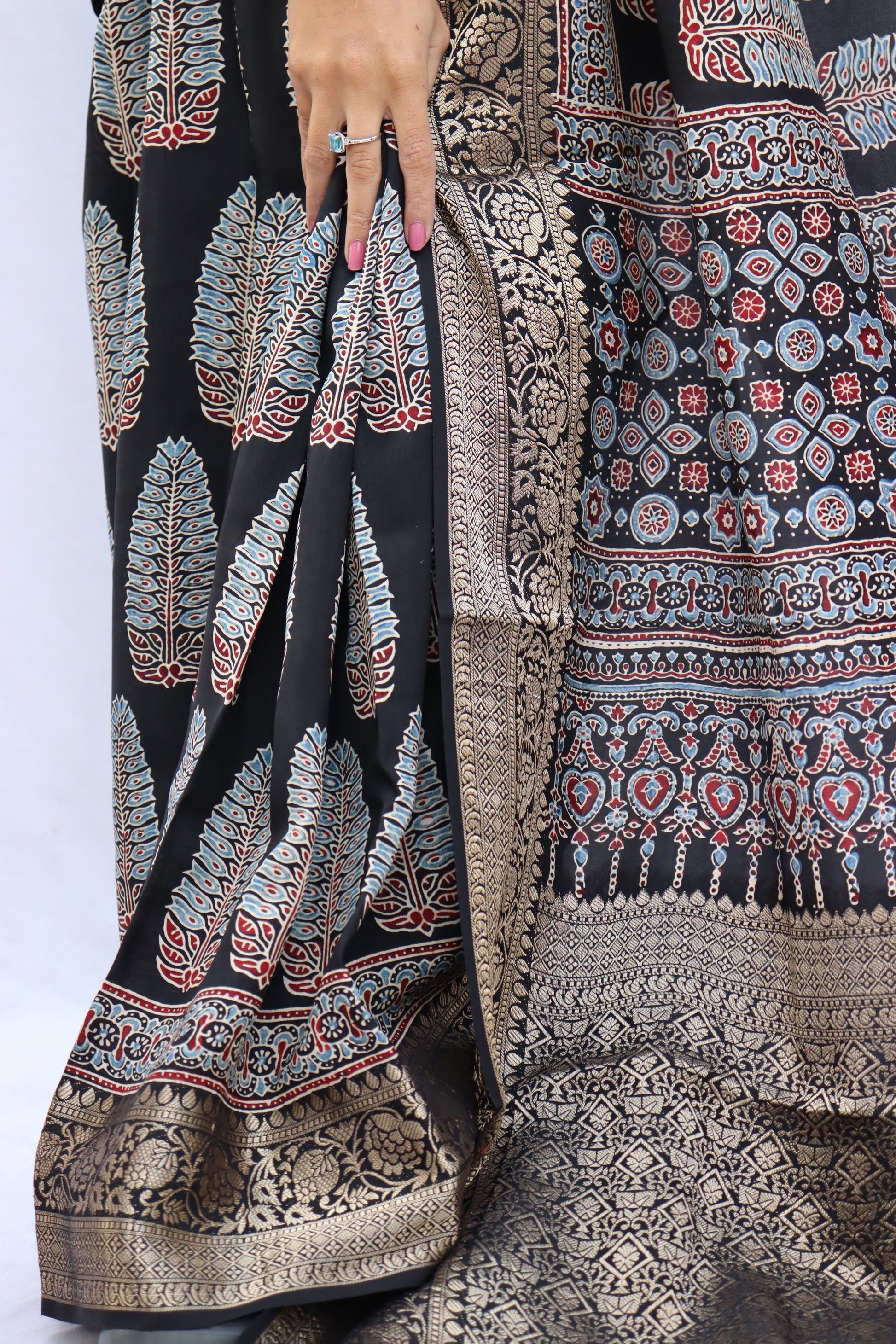 Ajrakh Rich Dola Silk Saree