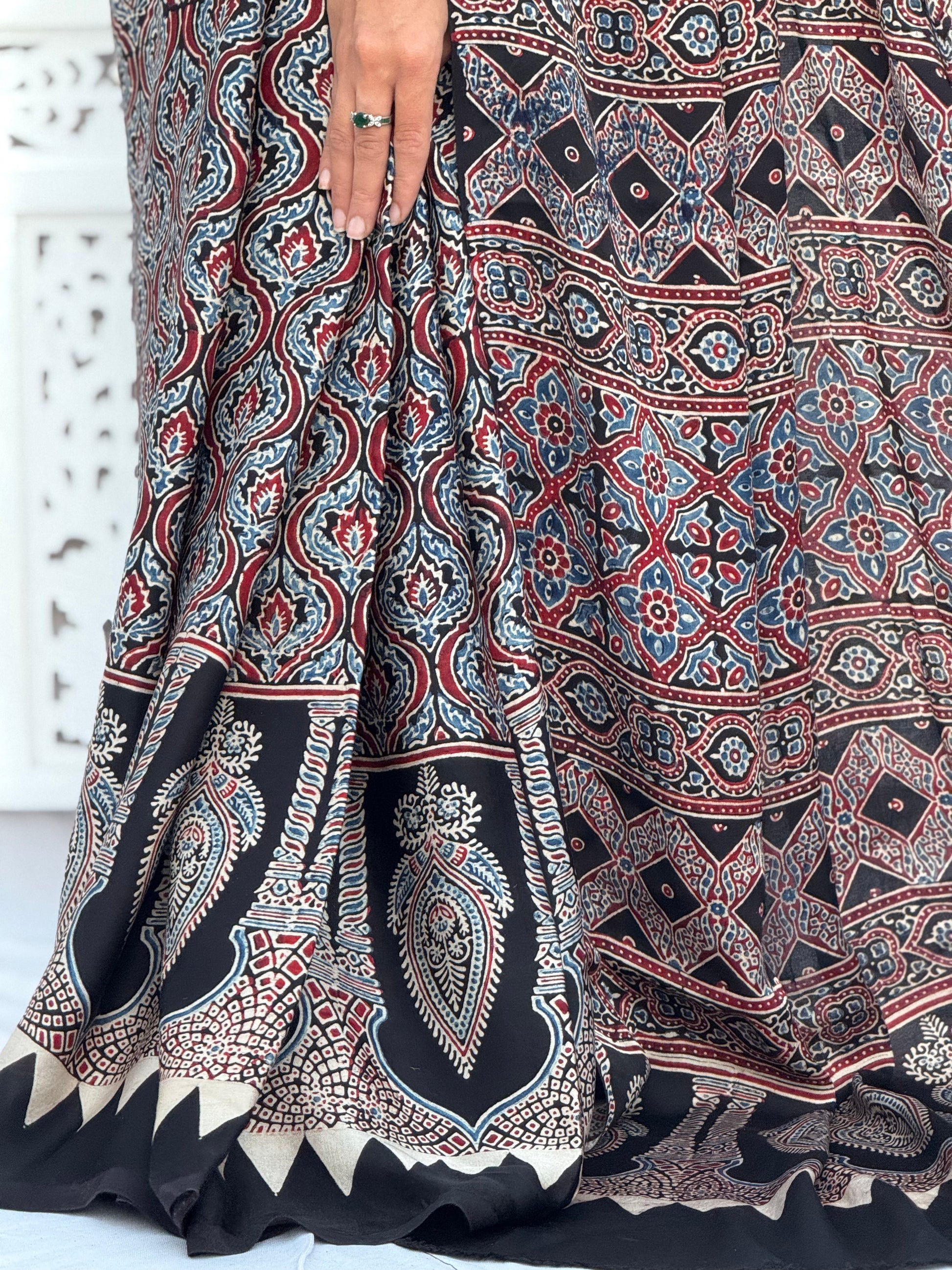 Ajrakh Modal Silk Saree