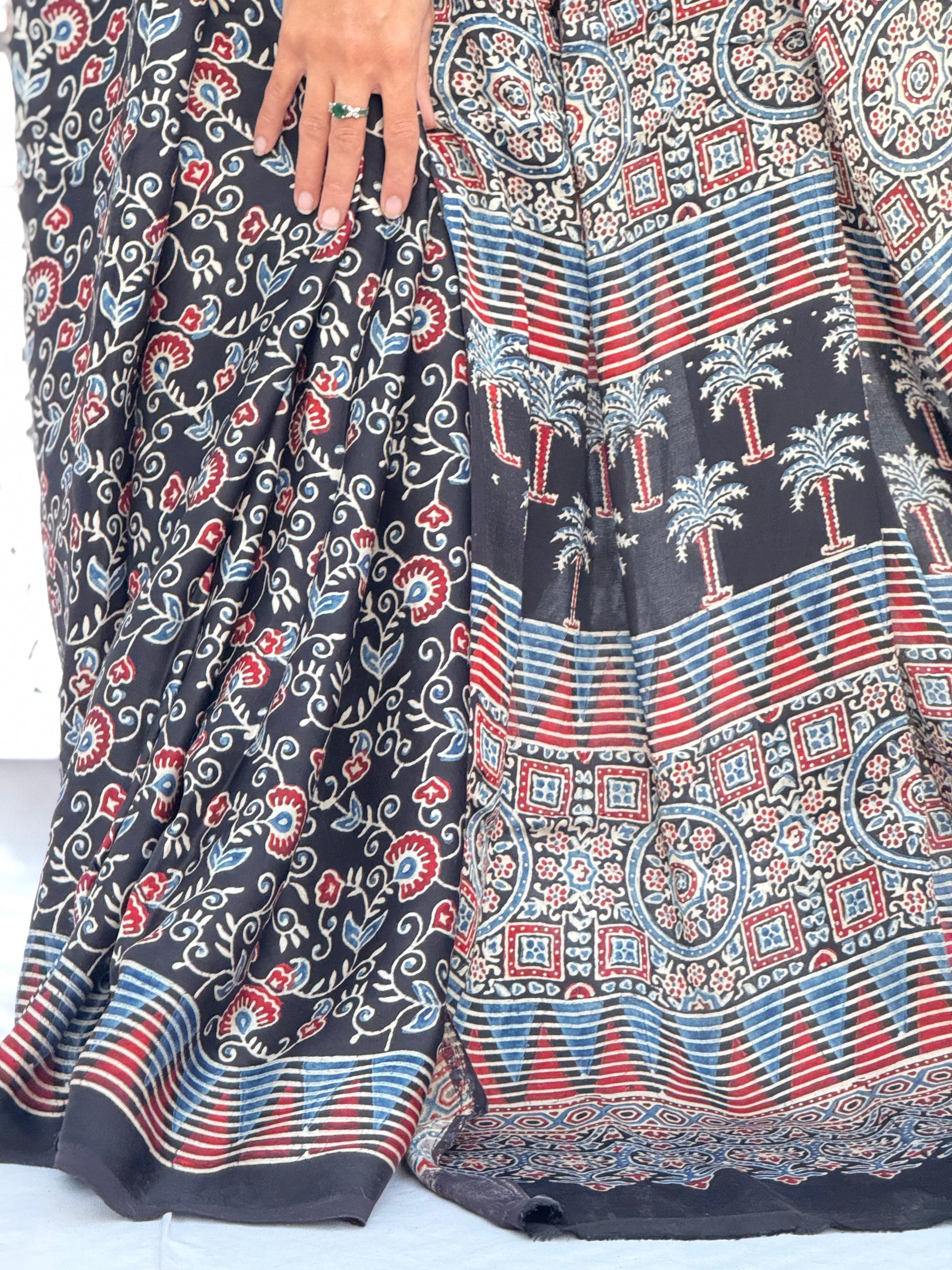 Ajrakh Modal Silk Saree
