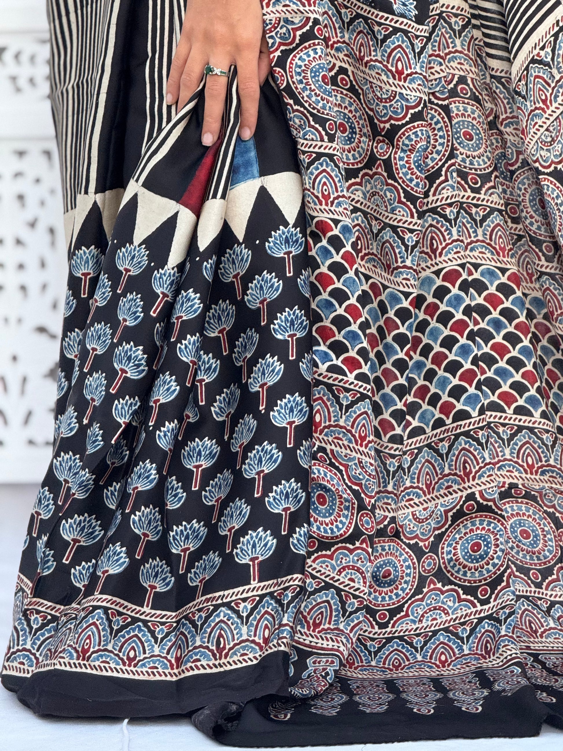 Ajrakh Modal Silk Saree