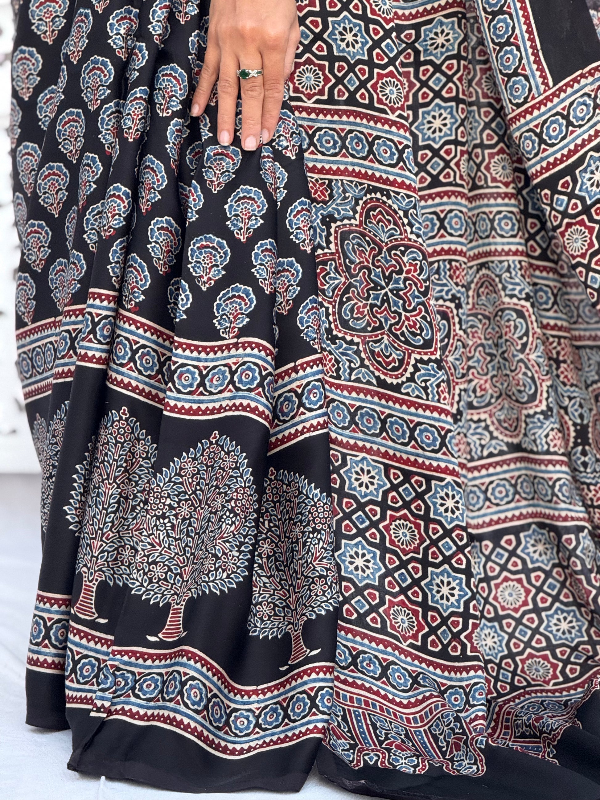 Ajrakh Modal Silk Saree