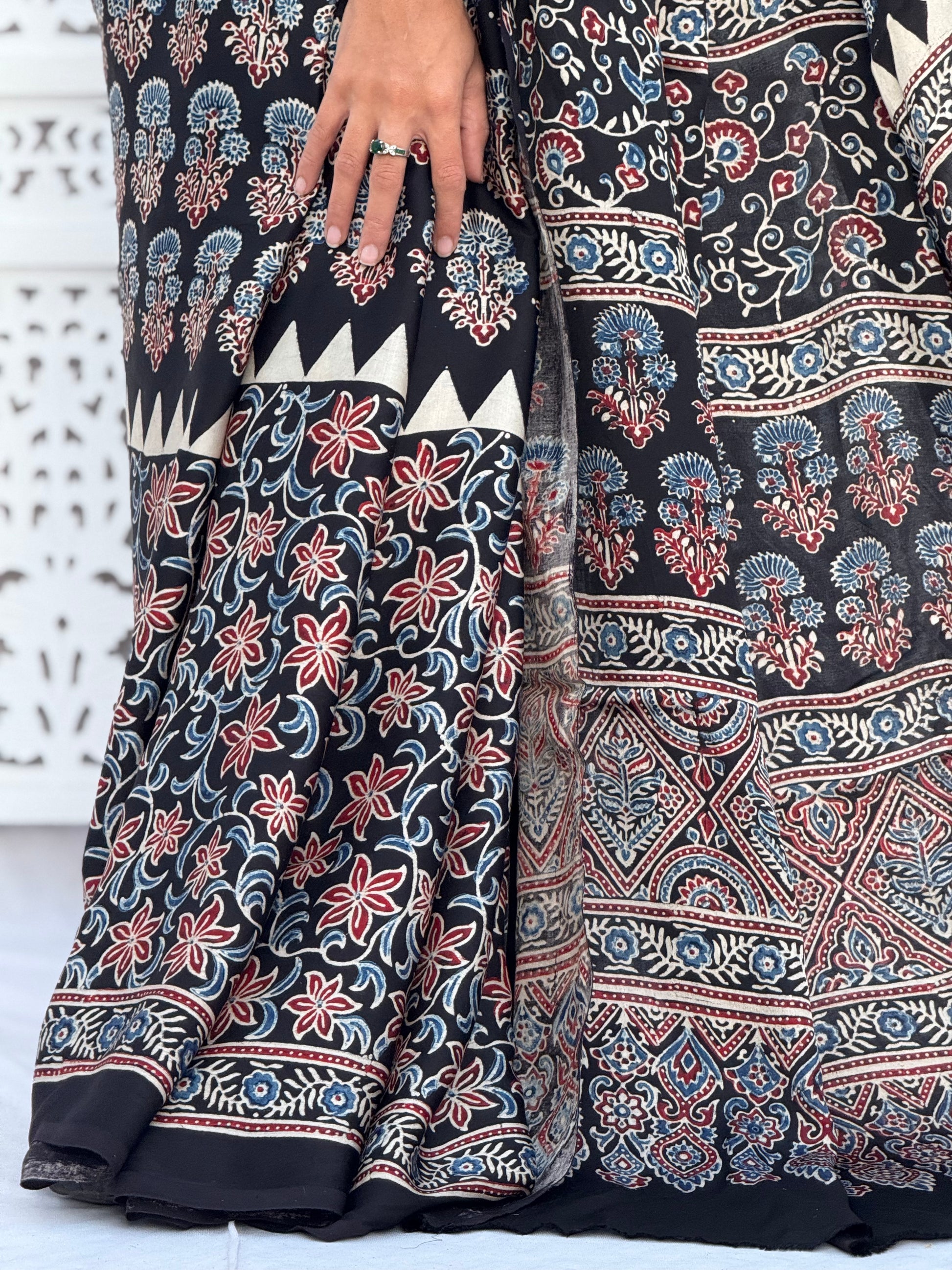 Ajrakh Modal Silk Saree
