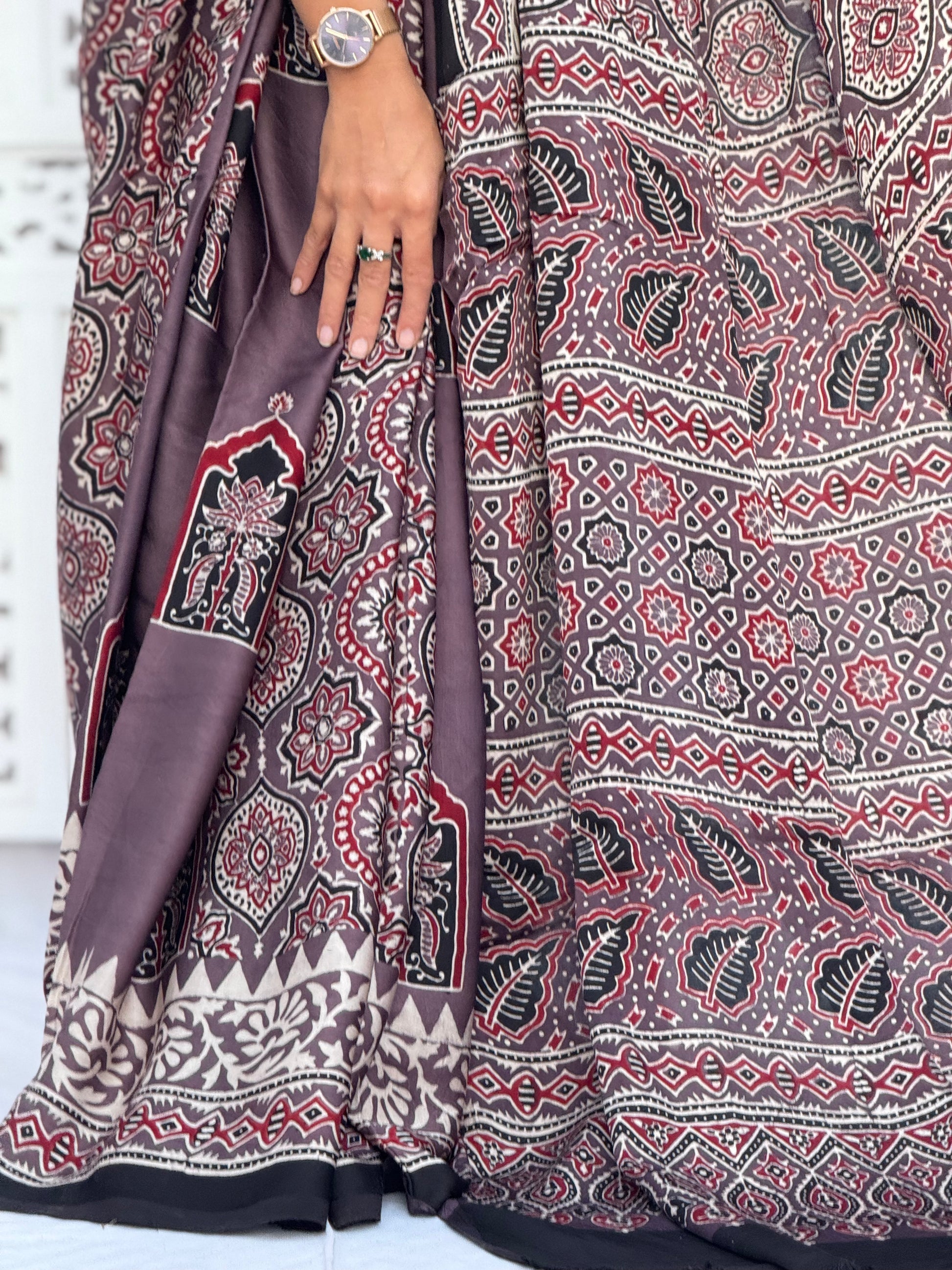 Ajrakh Modal Silk Saree