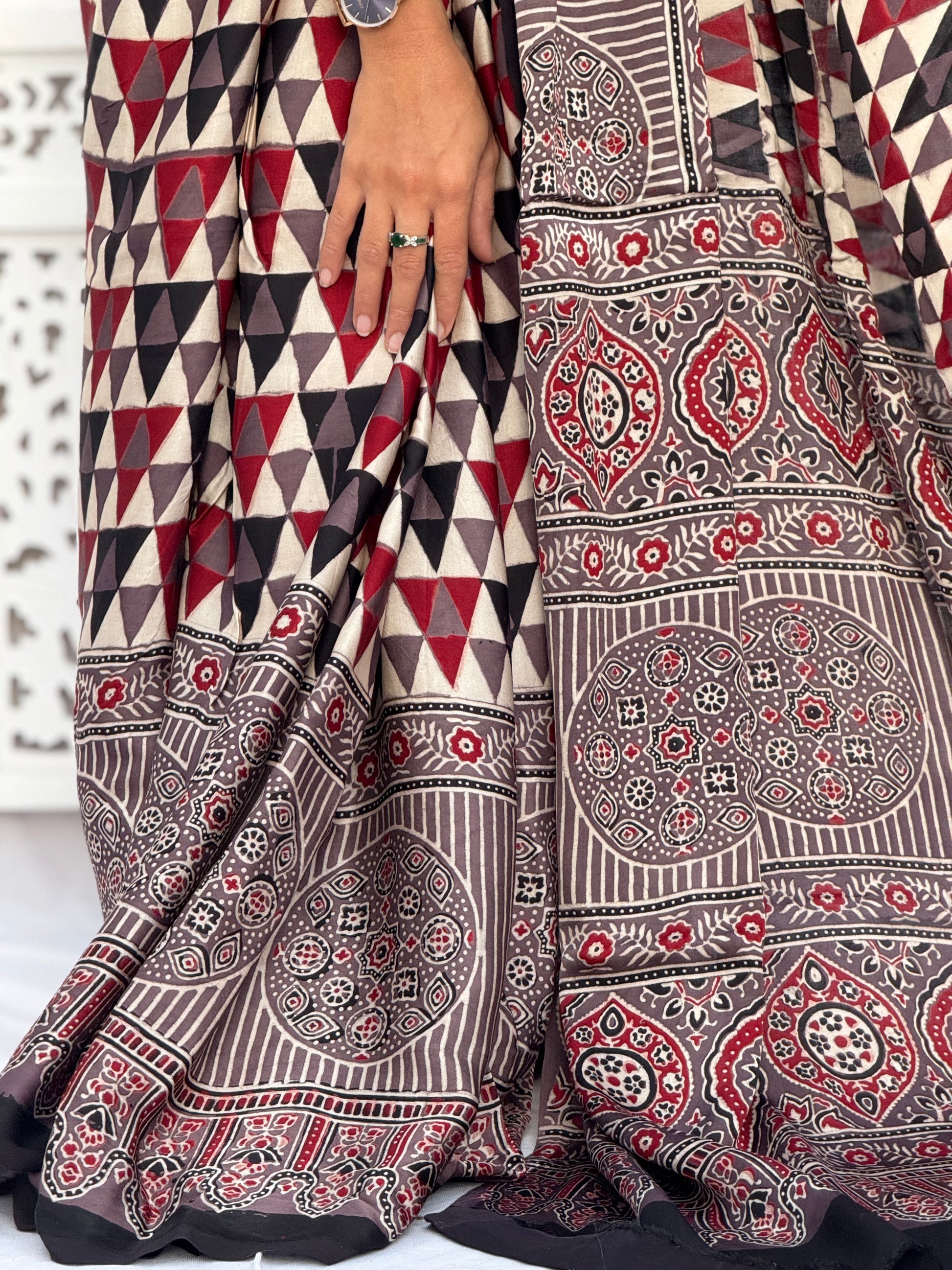 Ajrakh Modal Silk Saree