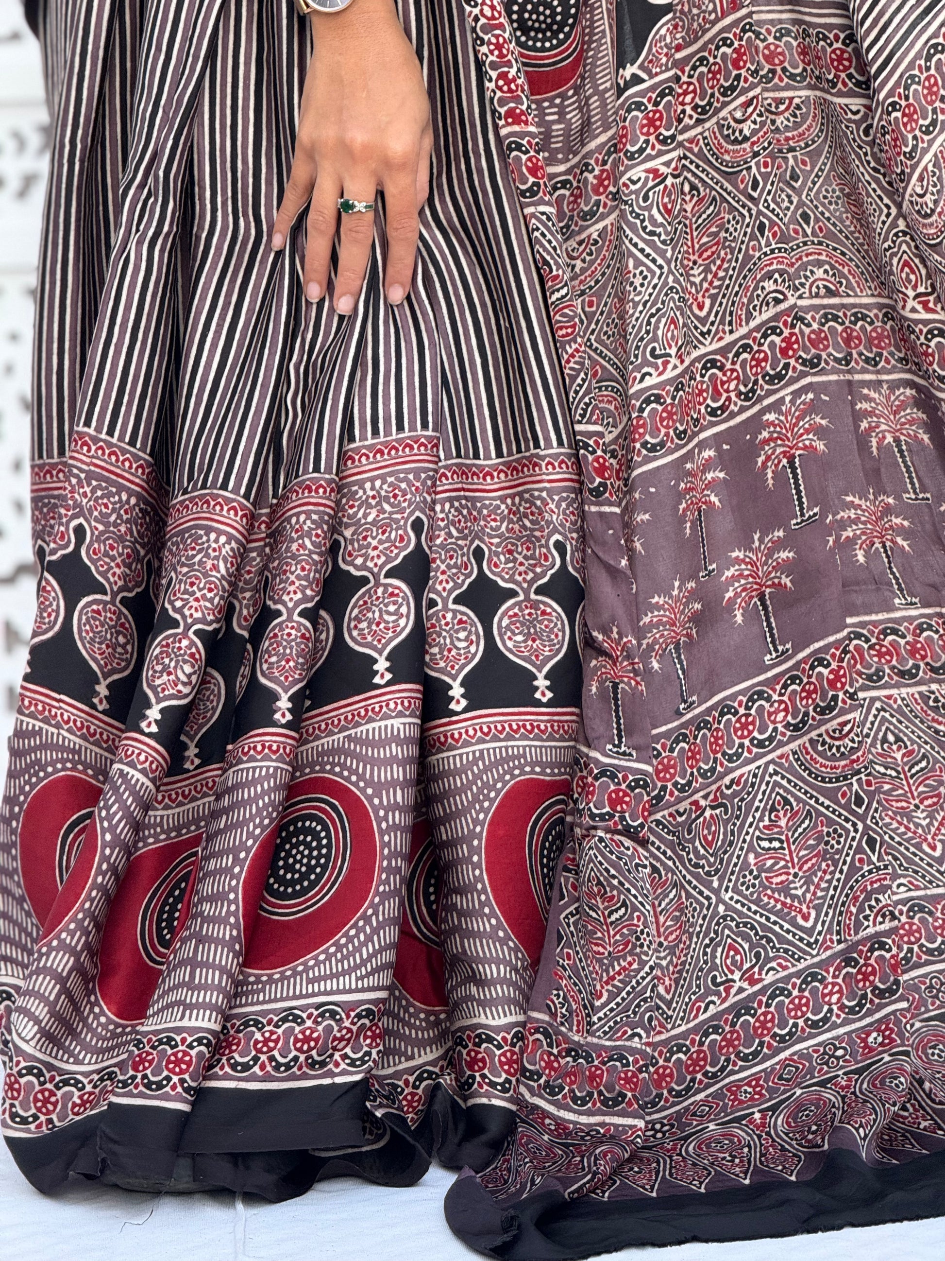 Ajrakh Modal Silk Saree