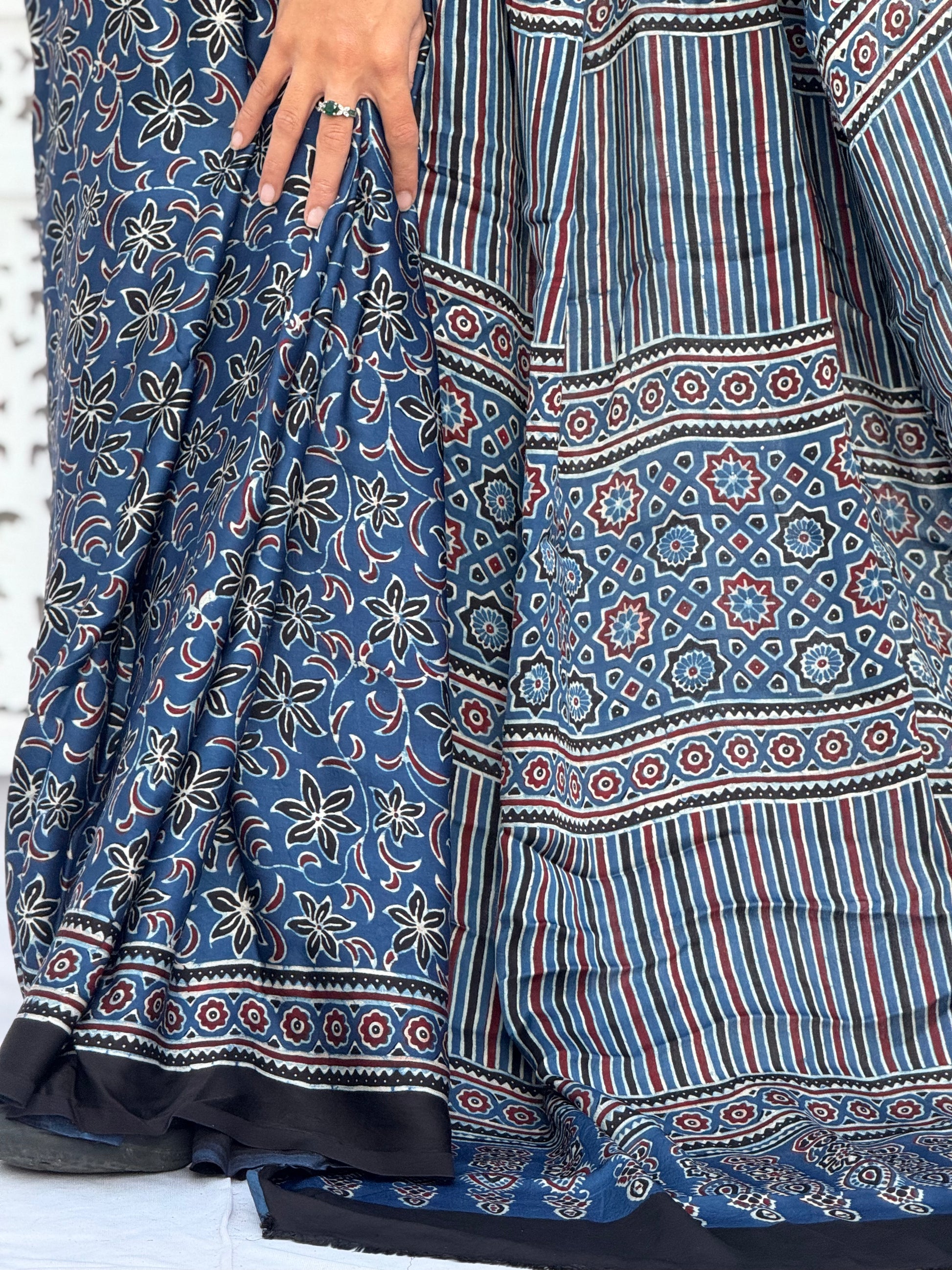 Ajrakh Modal Silk Saree