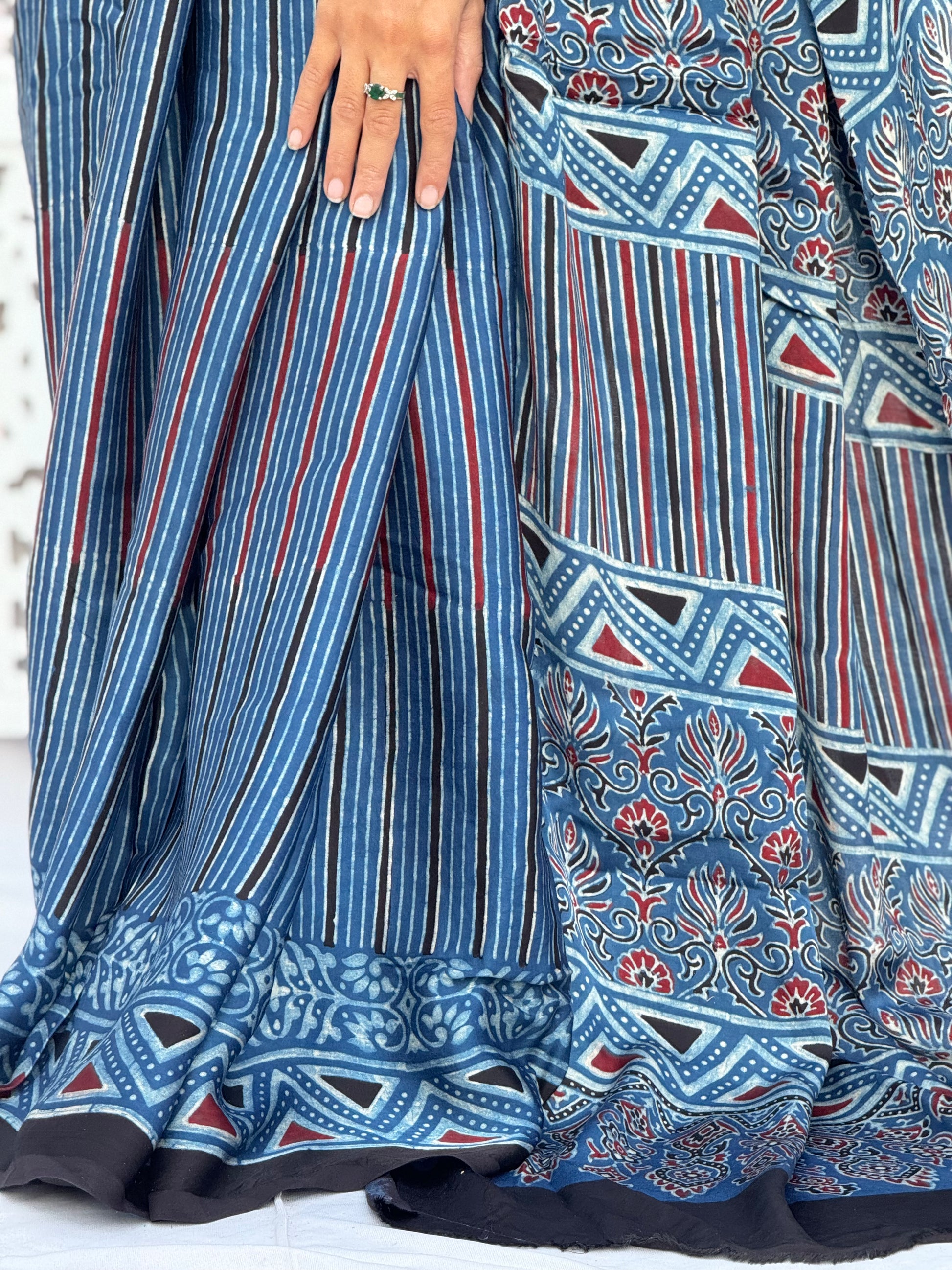 Ajrakh Modal Silk Saree