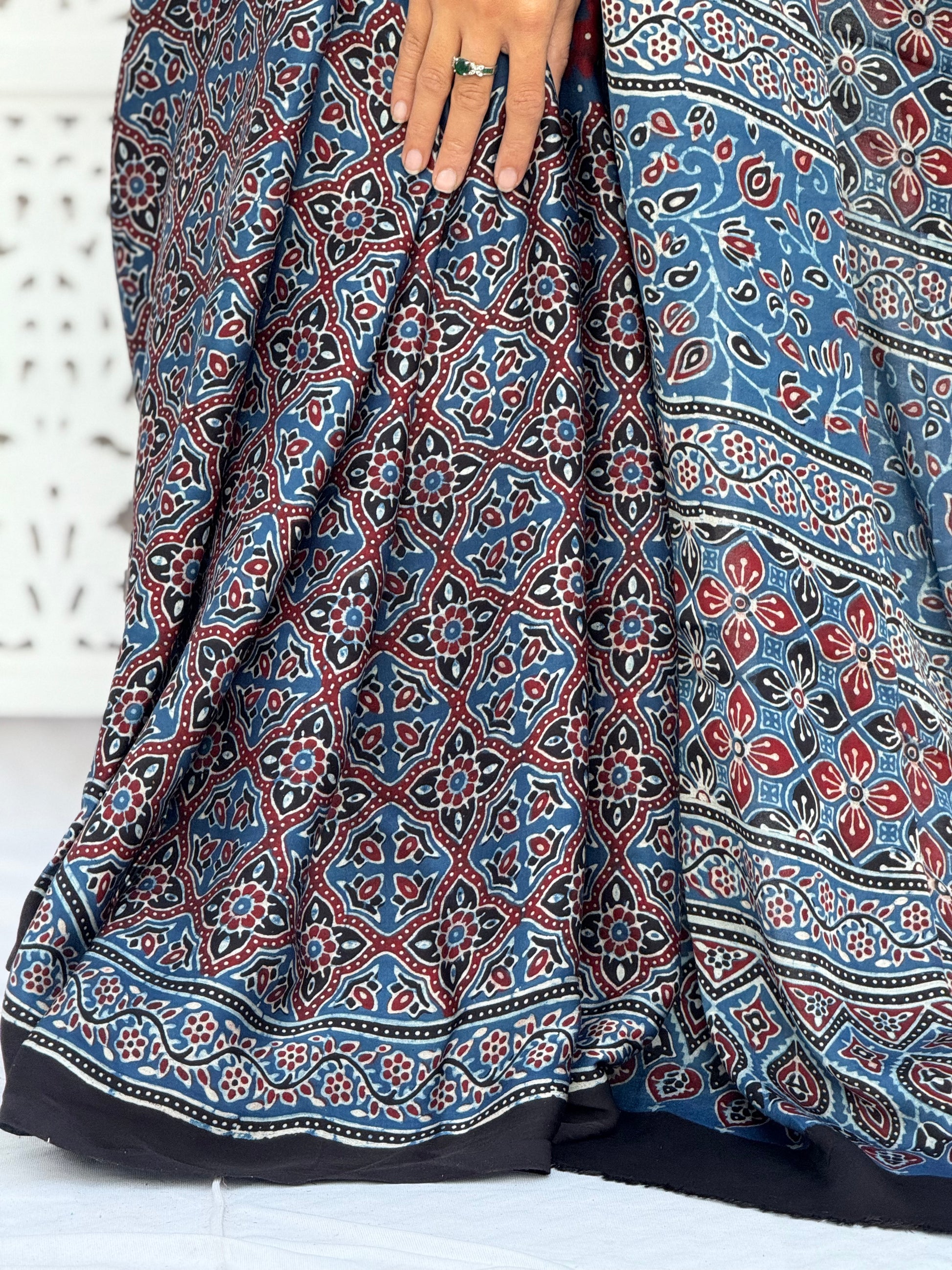 Ajrakh Modal Silk Saree