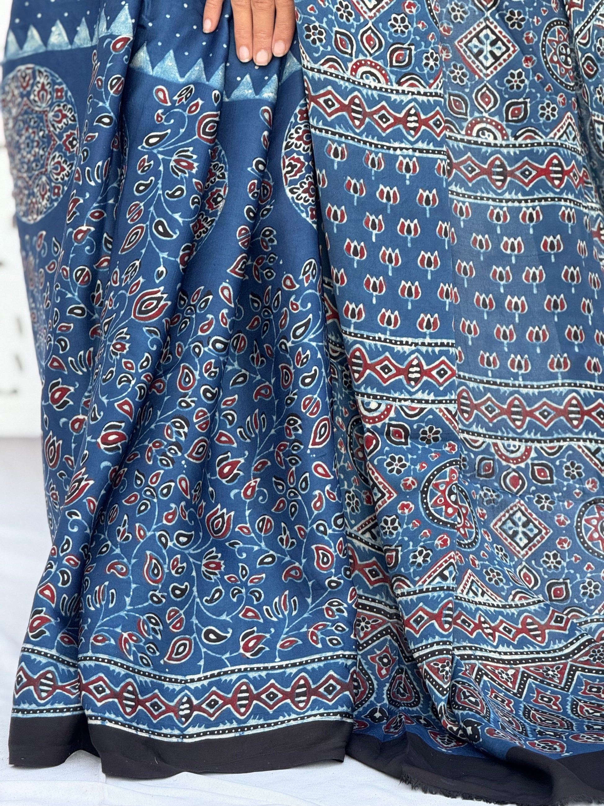 Ajrakh Modal Silk Saree
