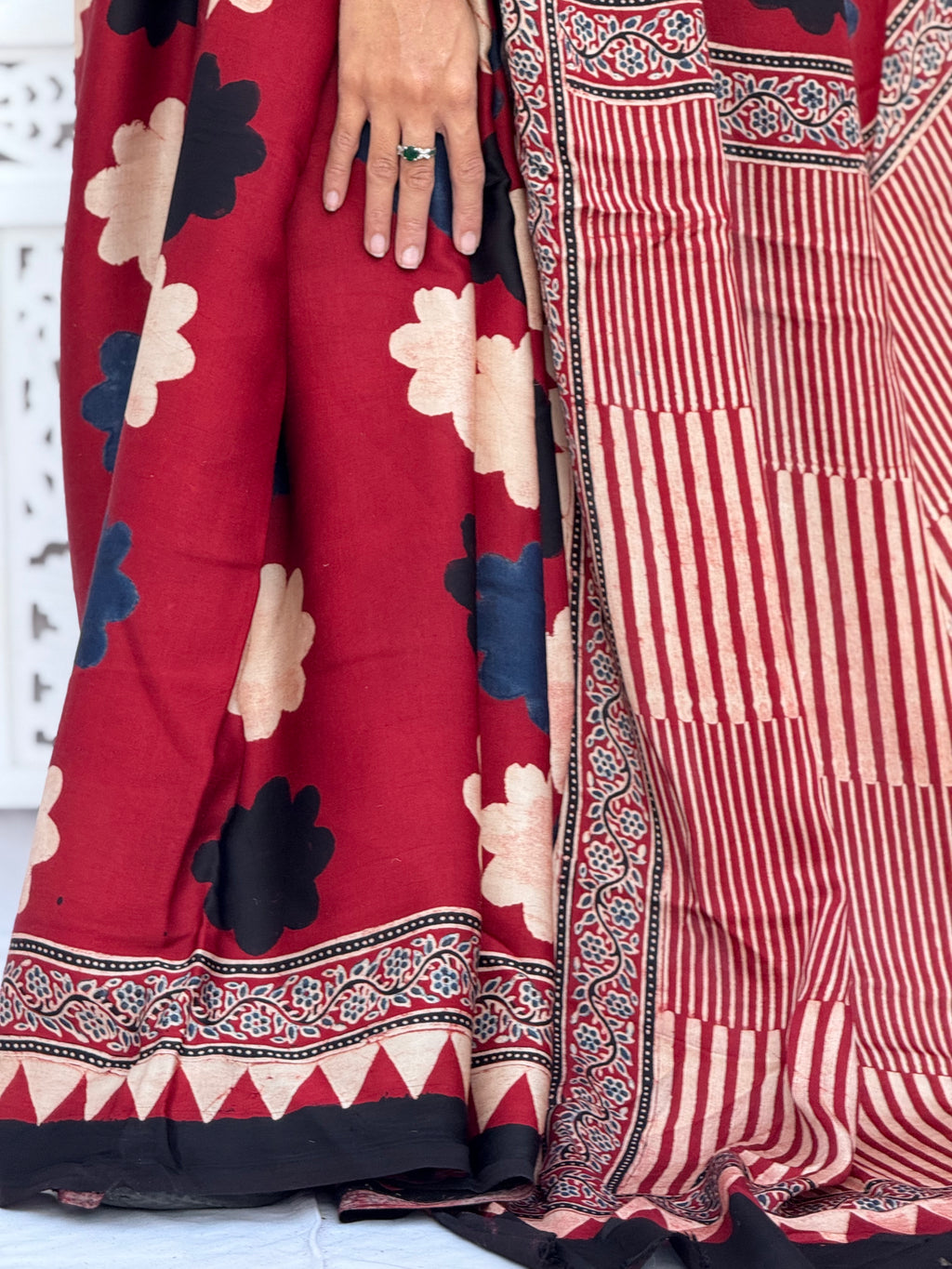 Ajrakh Modal Silk Saree