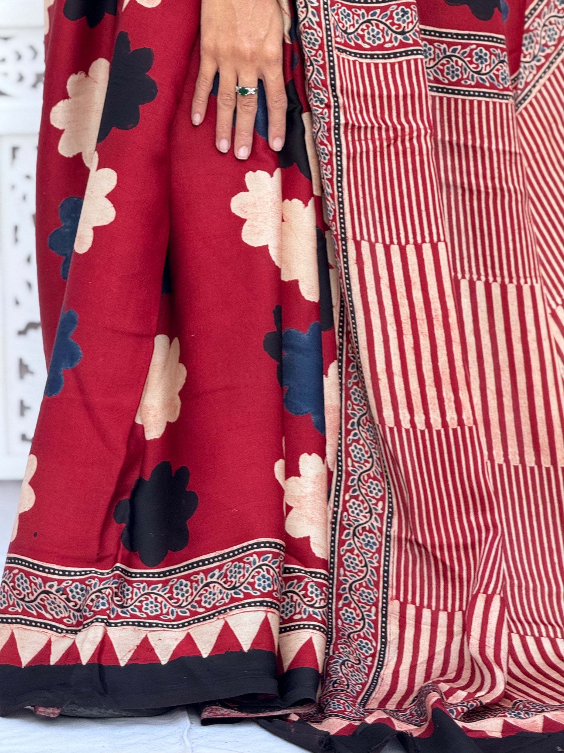 Ajrakh Modal Silk Saree