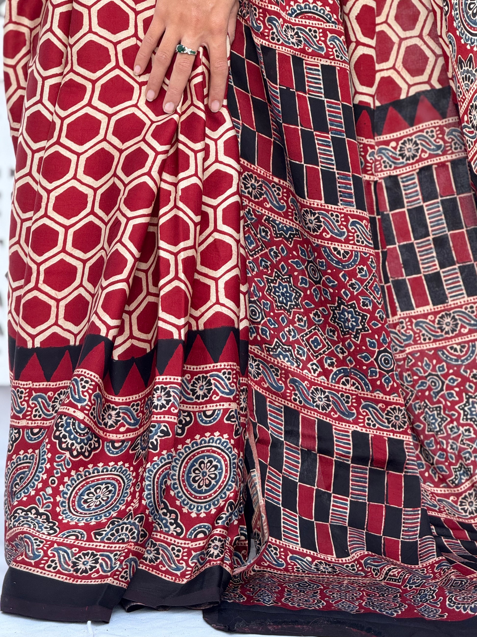 Ajrakh Modal Silk Saree