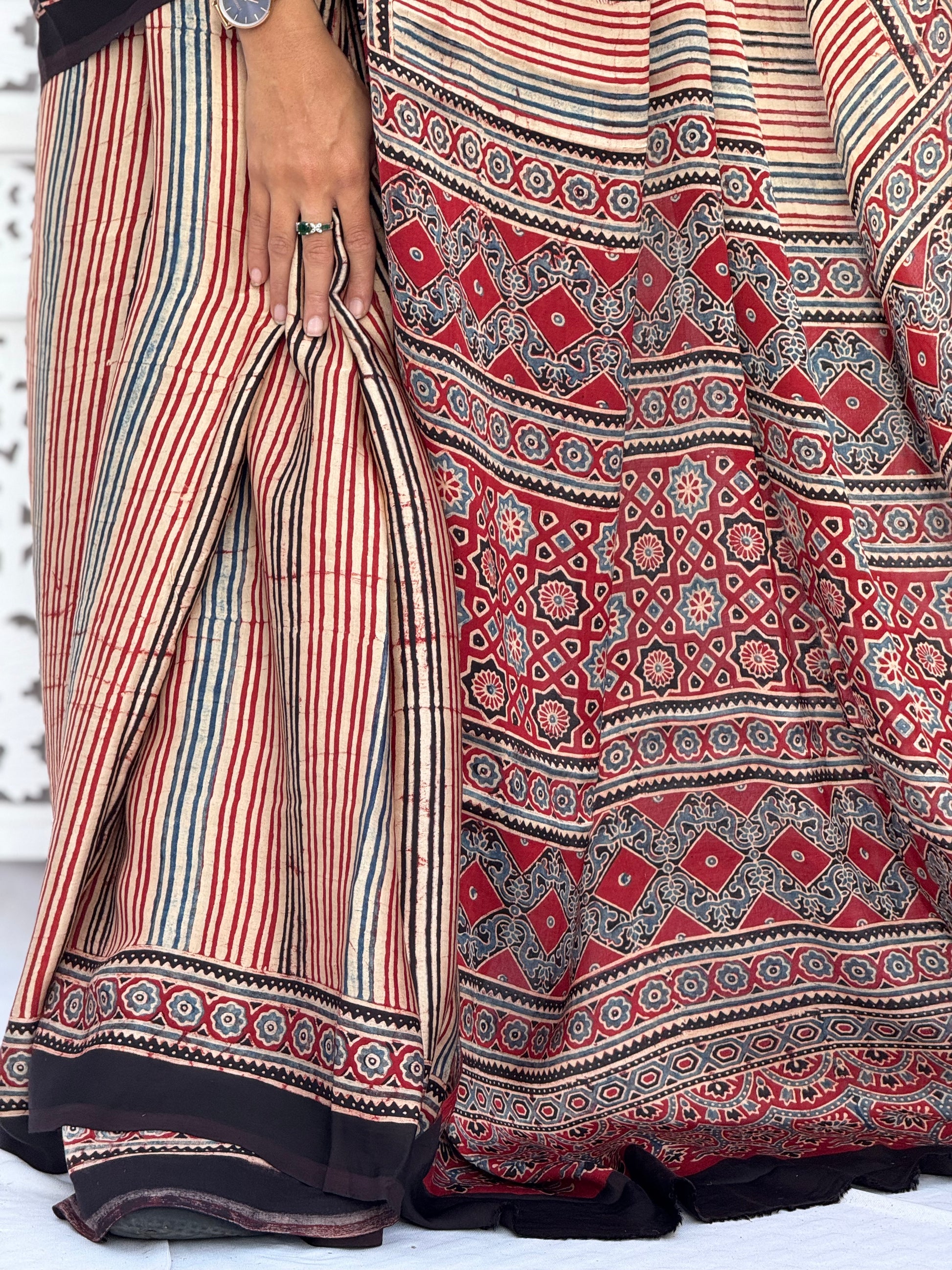 Ajrakh Modal Silk Saree