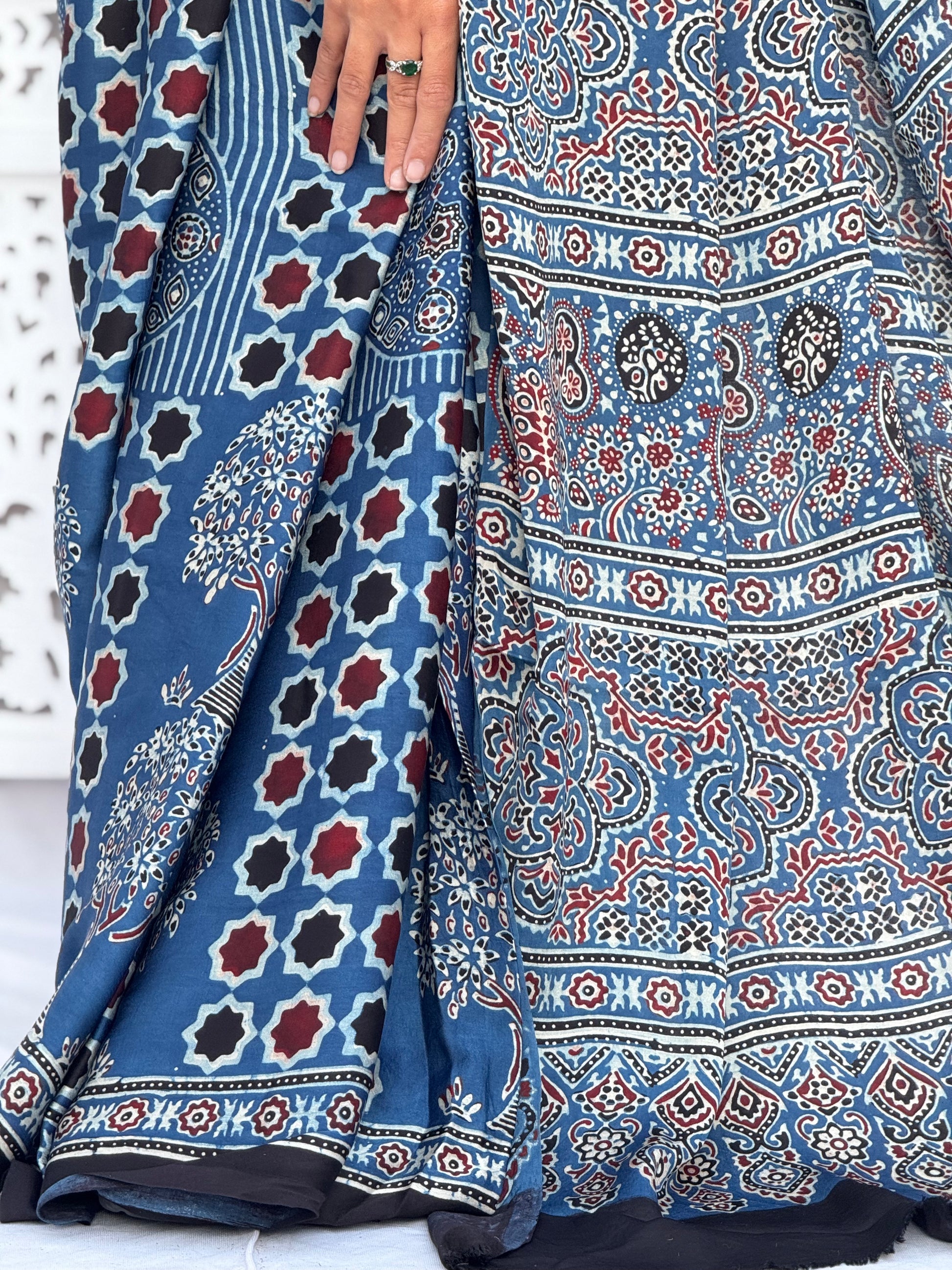 Ajrakh Modal Silk Saree
