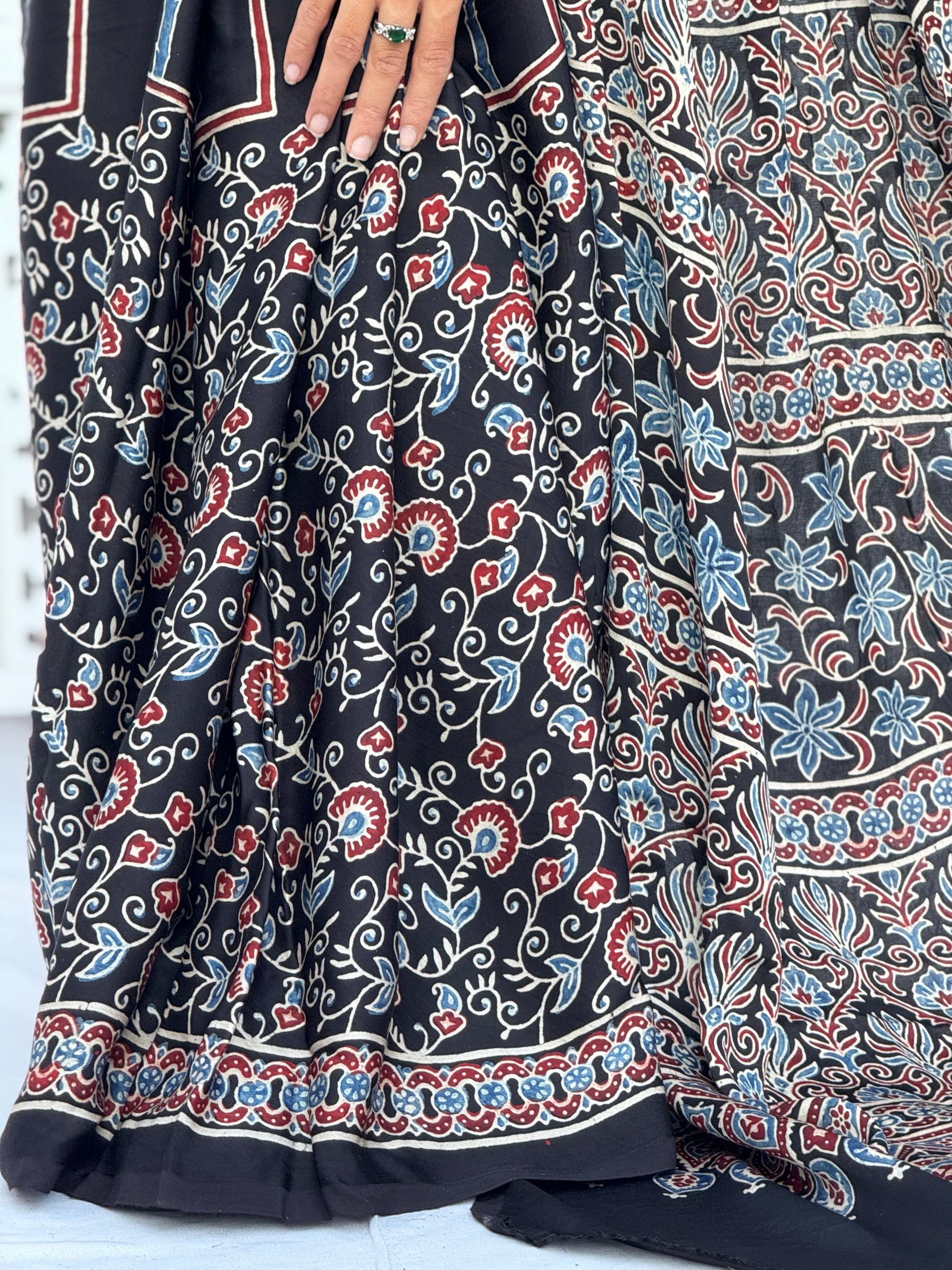 Ajrakh Modal Silk Saree