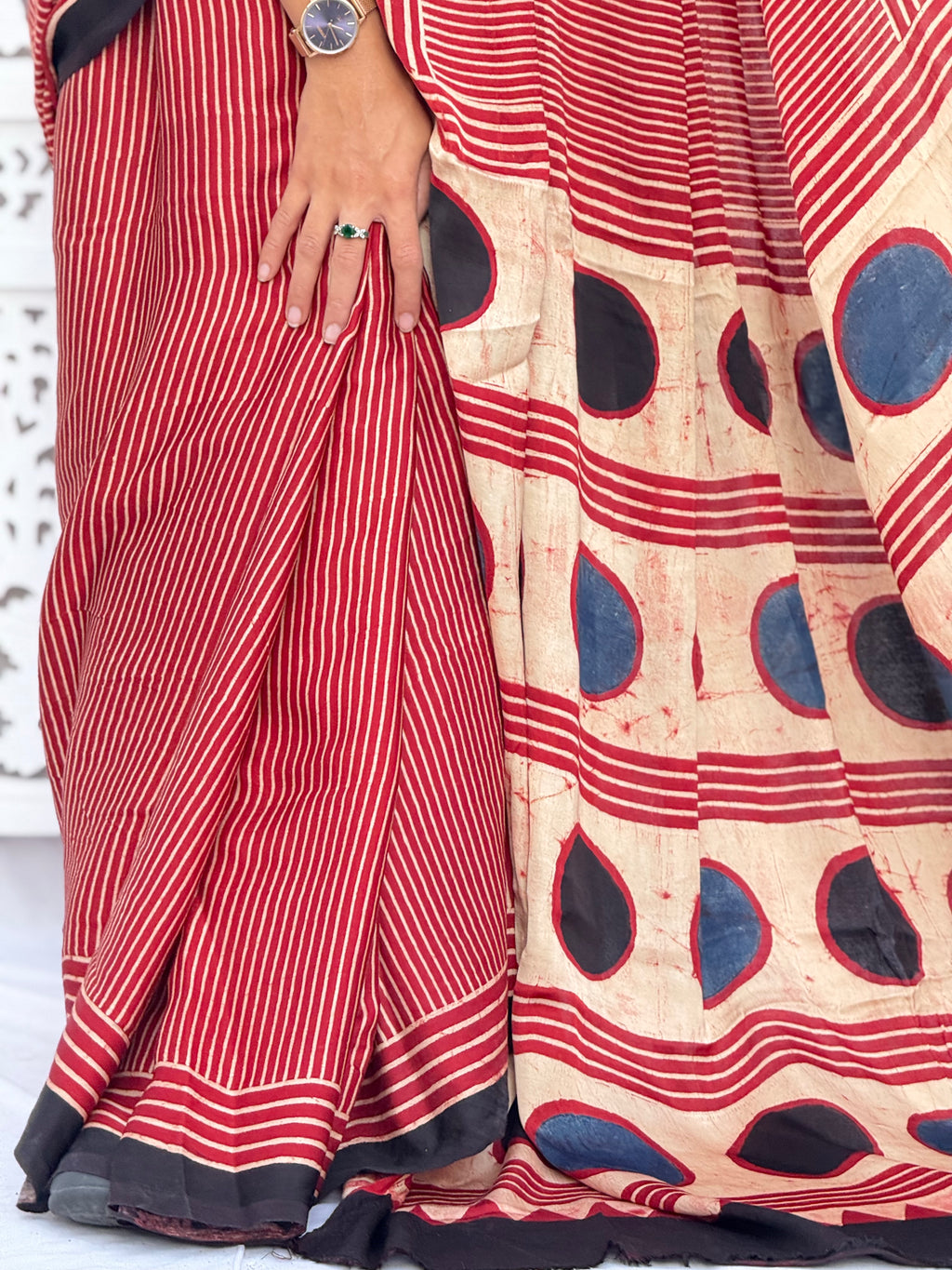 Ajrakh Modal Silk Saree