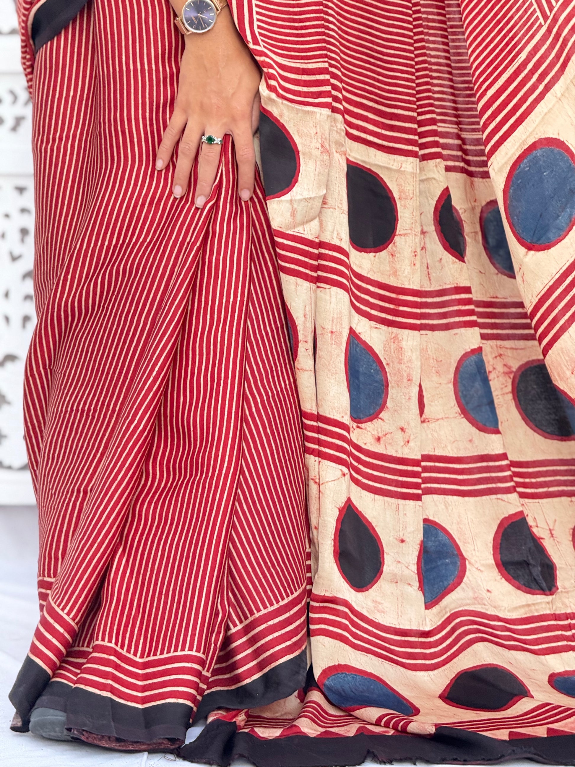 Ajrakh Modal Silk Saree