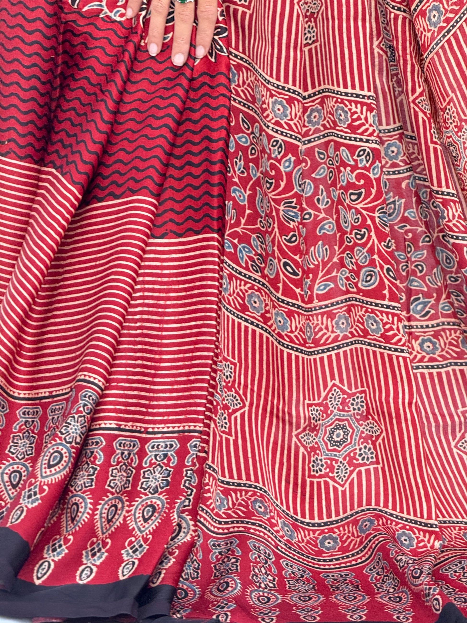 Ajrakh Modal Silk Saree