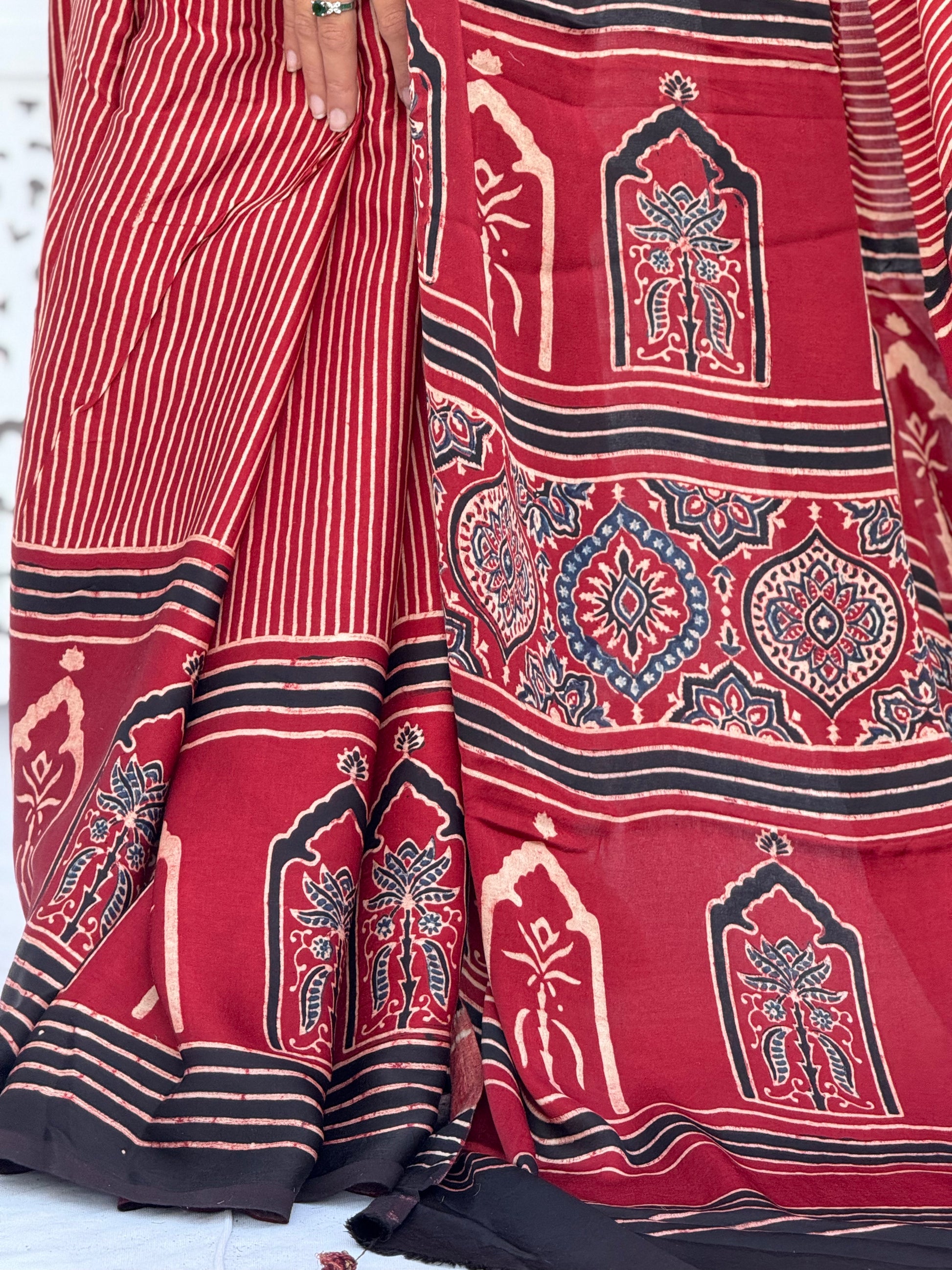 Ajrakh Modal Silk Saree