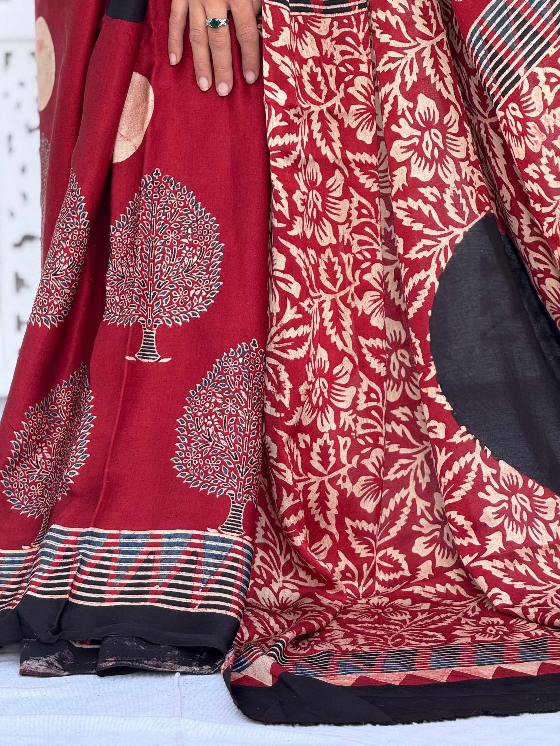 Ajrakh Modal Silk Saree