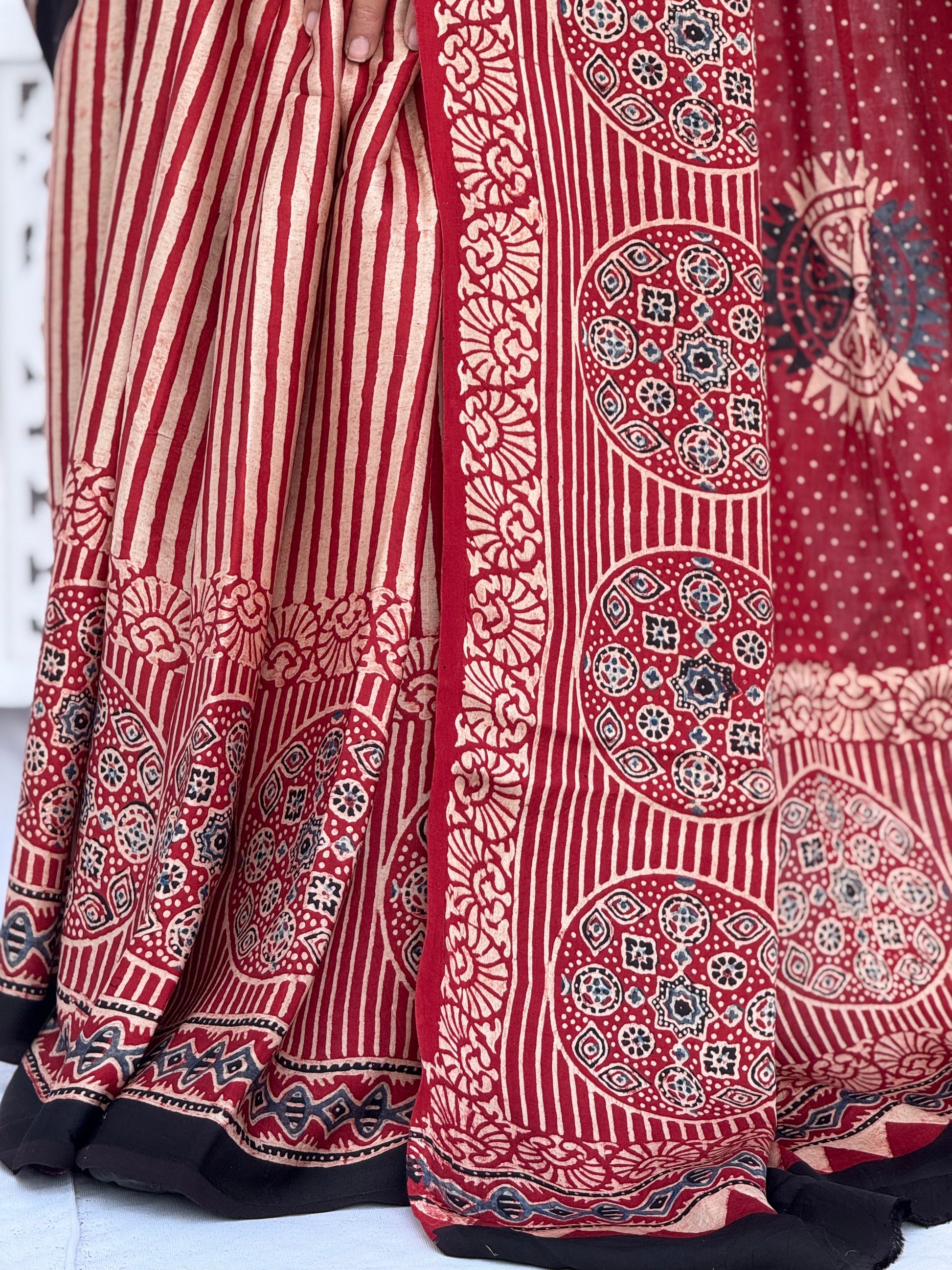 Ajrakh Modal Silk Saree