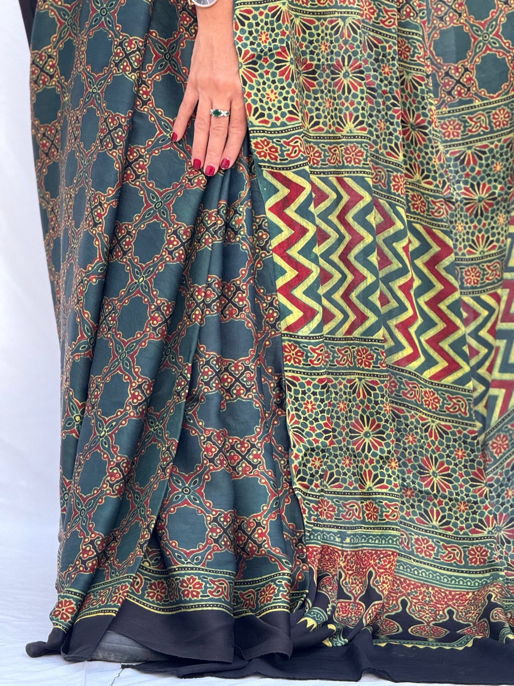 Ajrakh Modal Silk Saree