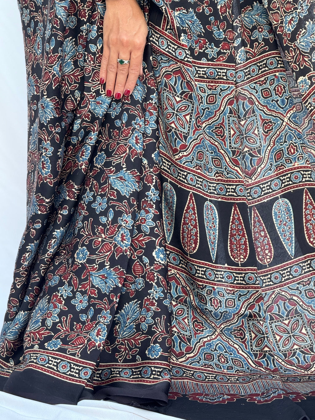 Ajrakh Modal Silk Saree