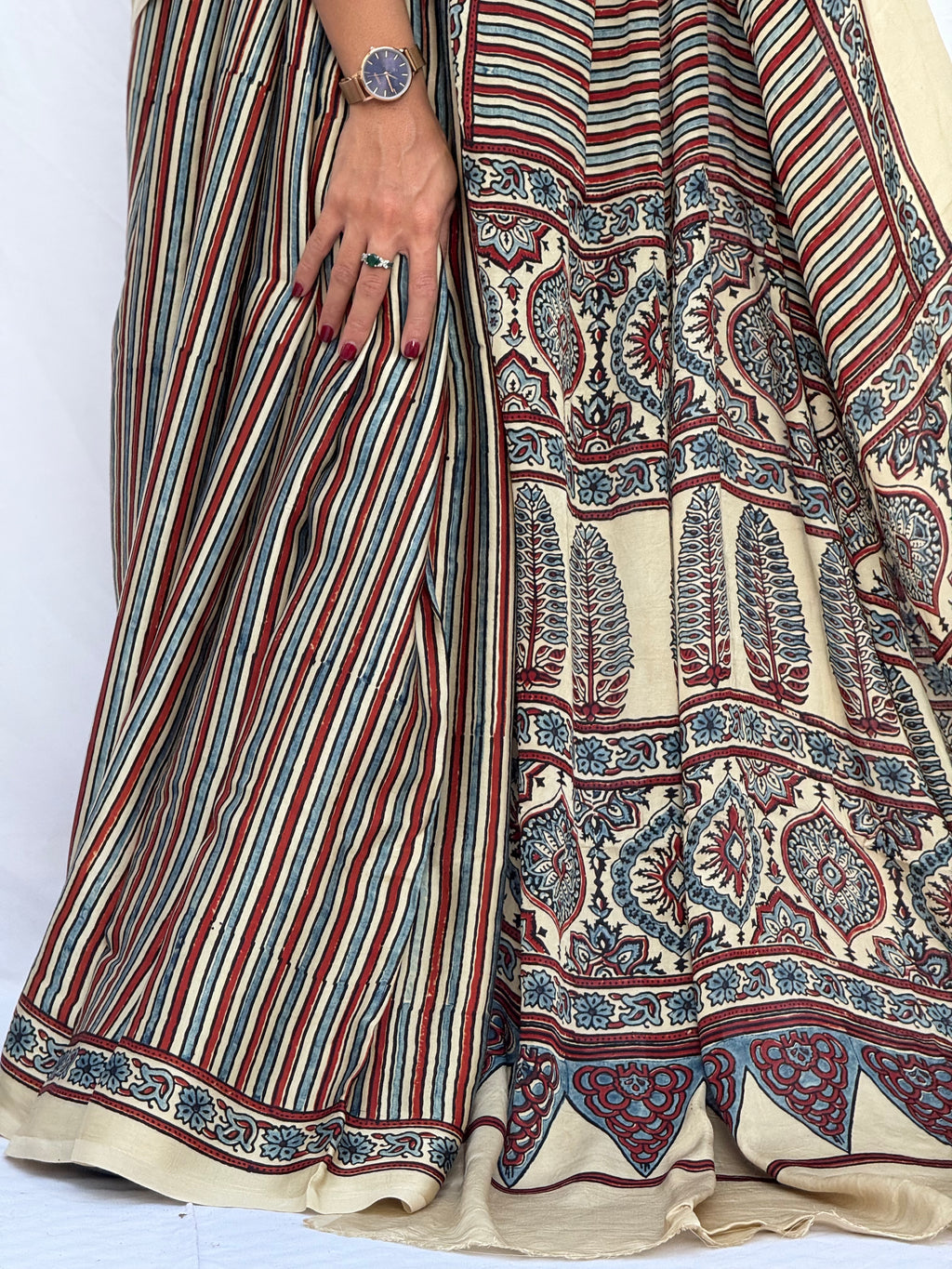 Ajrakh Modal Silk Saree