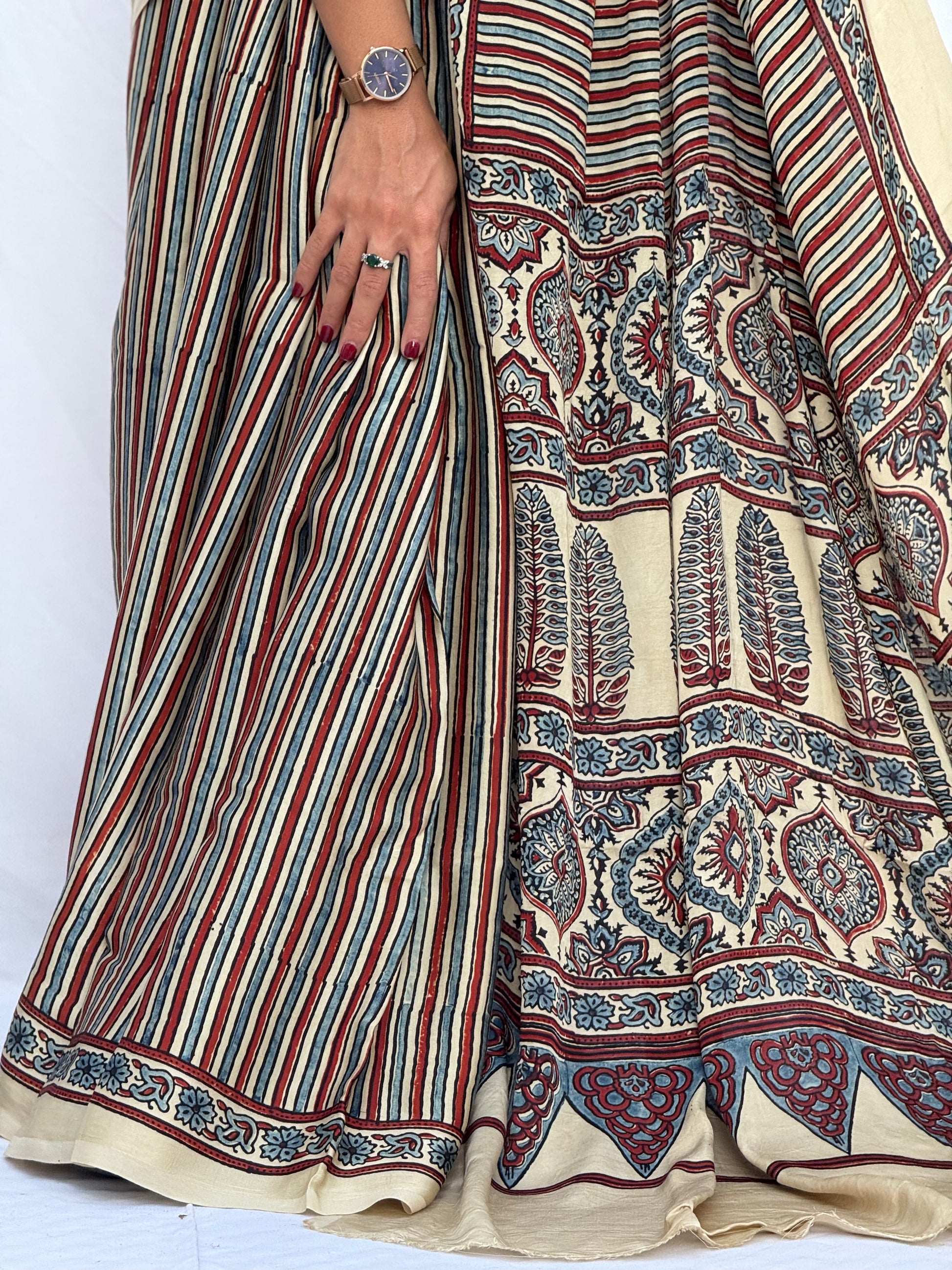 Ajrakh Modal Silk Saree