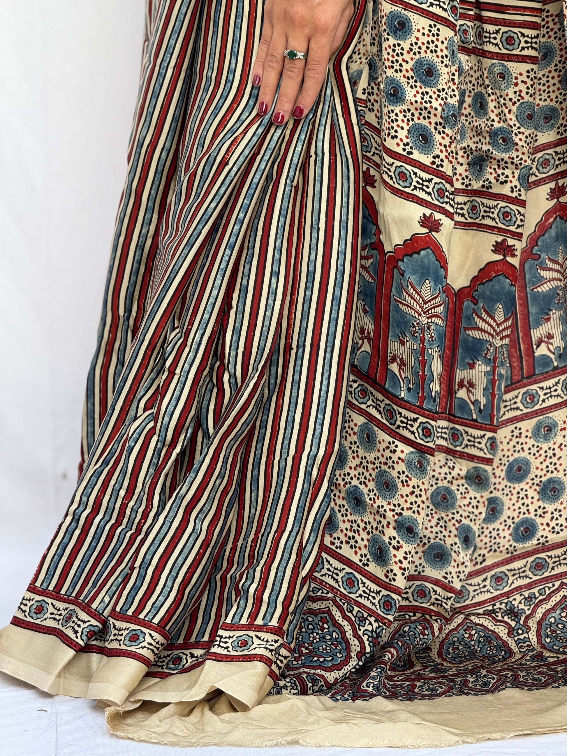 Ajrakh Modal Silk Saree