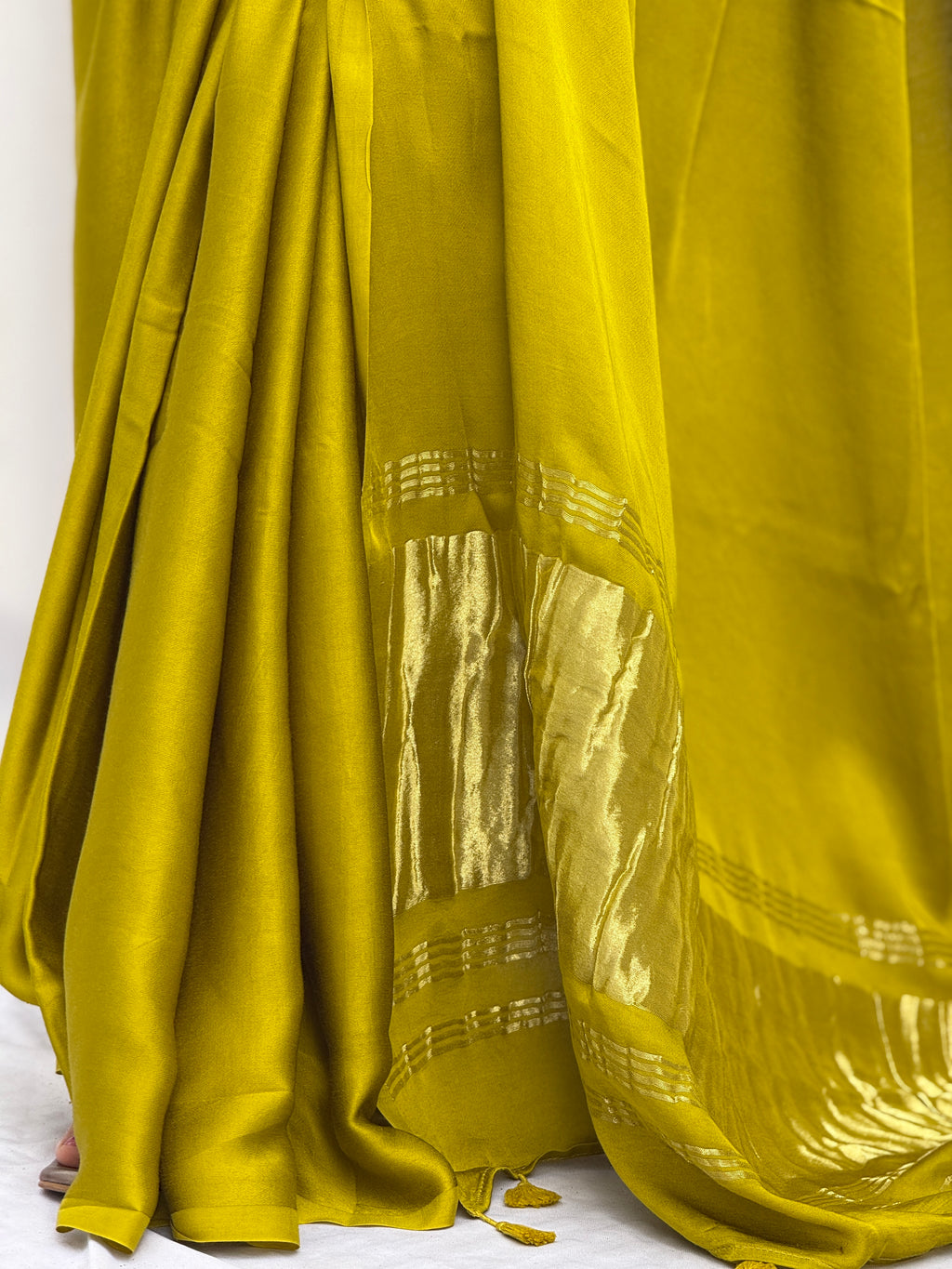 Plain Modal Silk Tissu Pallu Saree - Musturd